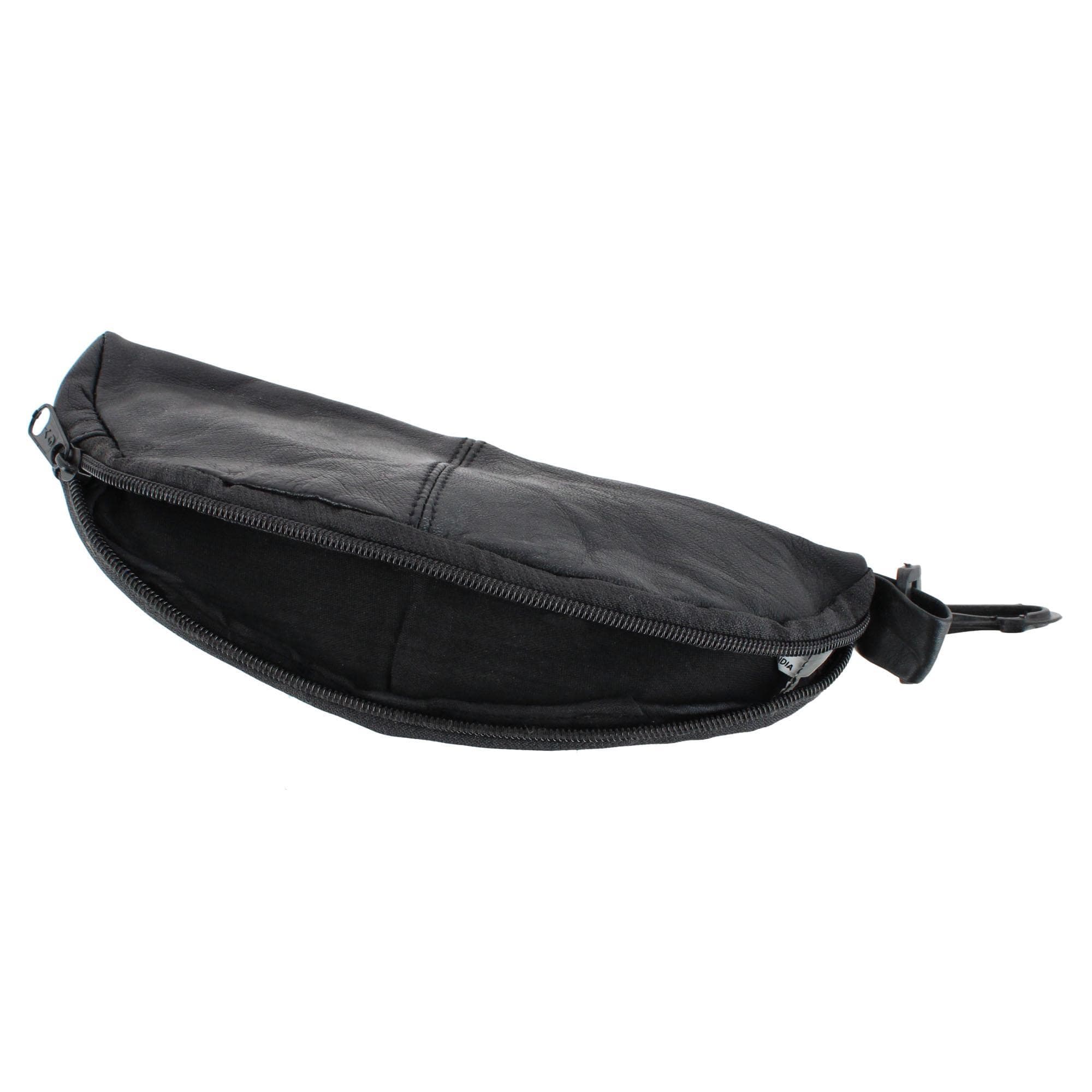 CTM® Lambskin Zip Around Eyeglass Case - Black