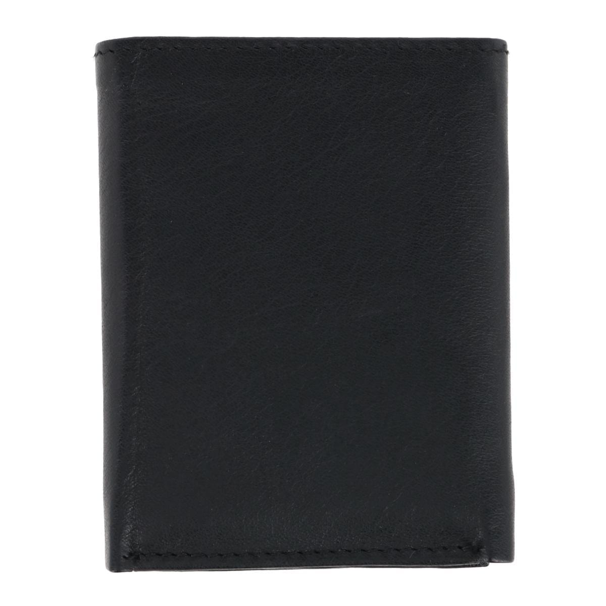 American Bison Men's Lambskin Trifold Wallet with Flip Up ID - Black
