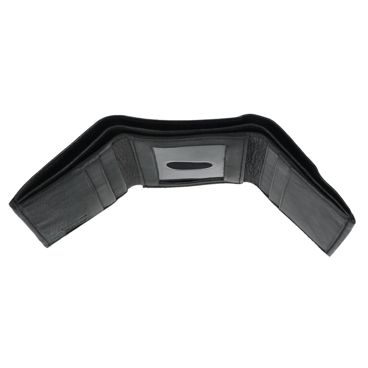 American Bison Men's Lambskin Trifold Wallet with Flip Up ID - Black