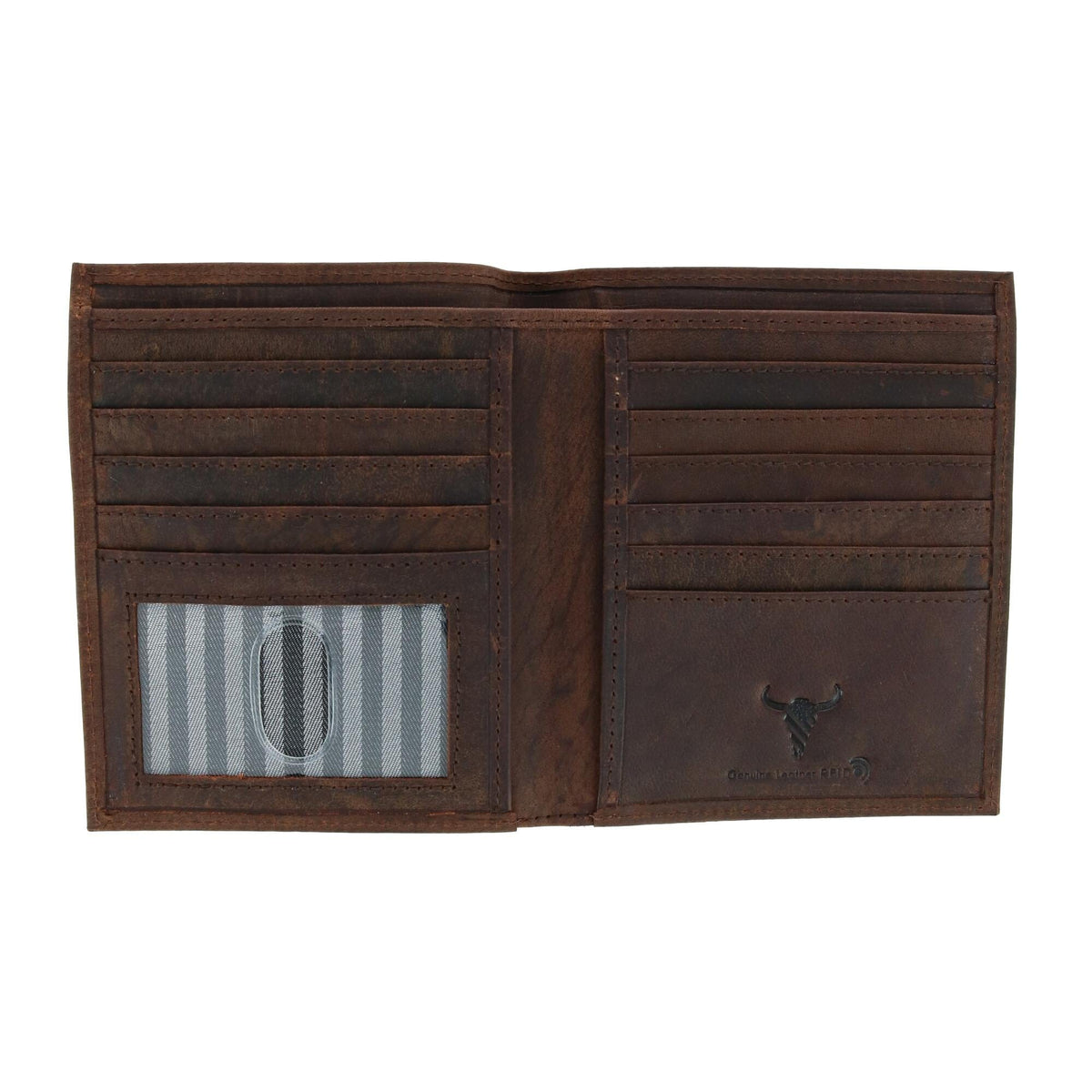 CTM® Men's Distressed Hunter Leather RFID Hipster Wallet - Brown