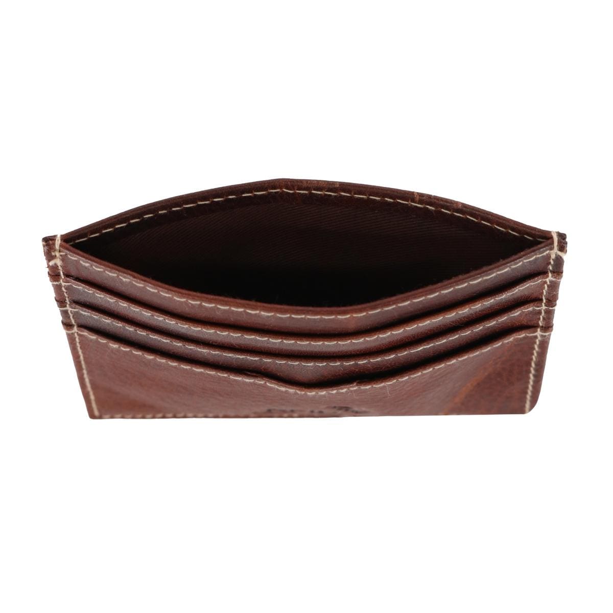 American Bison Men's Oil Pull Up Leather RFID Slim Card Case Wallet - Brown