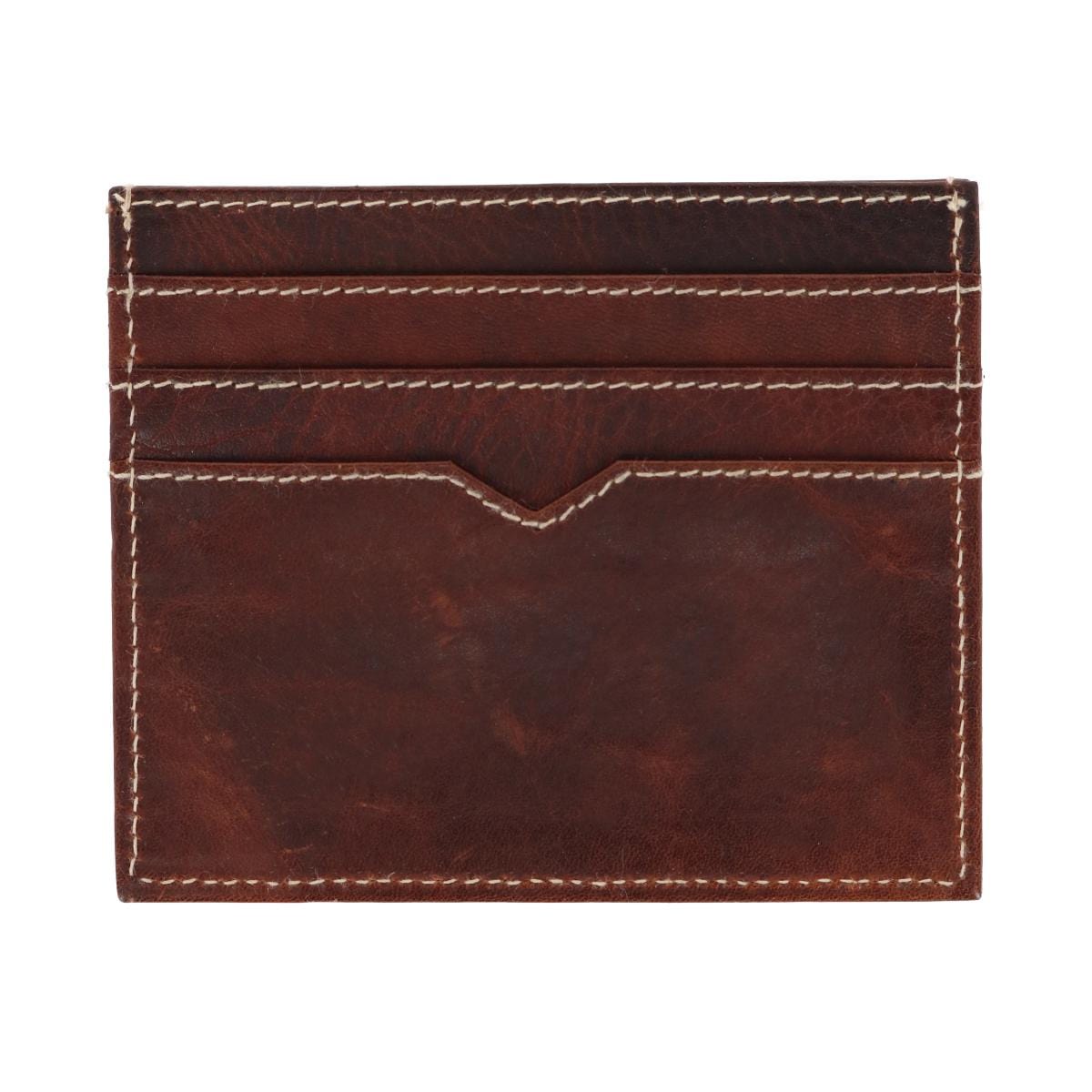 American Bison Men's Oil Pull Up Leather RFID Slim Card Case Wallet - Brown