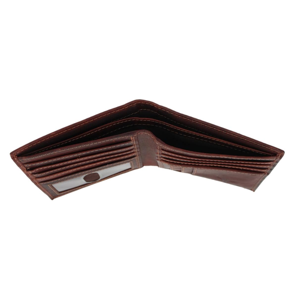 American Bison Men's Oil Pull Up Leather Hipster Wallet - Brown