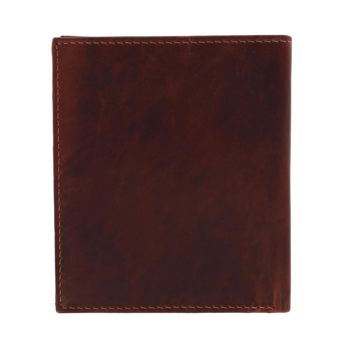 American Bison Men's Oil Pull Up Leather Hipster Wallet - Brown