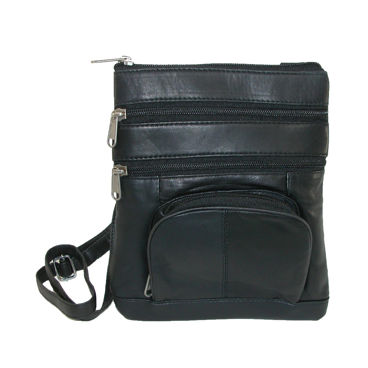 Leather Impressions Women's Multi Pocket Organizer Crossbody Handbag - Black