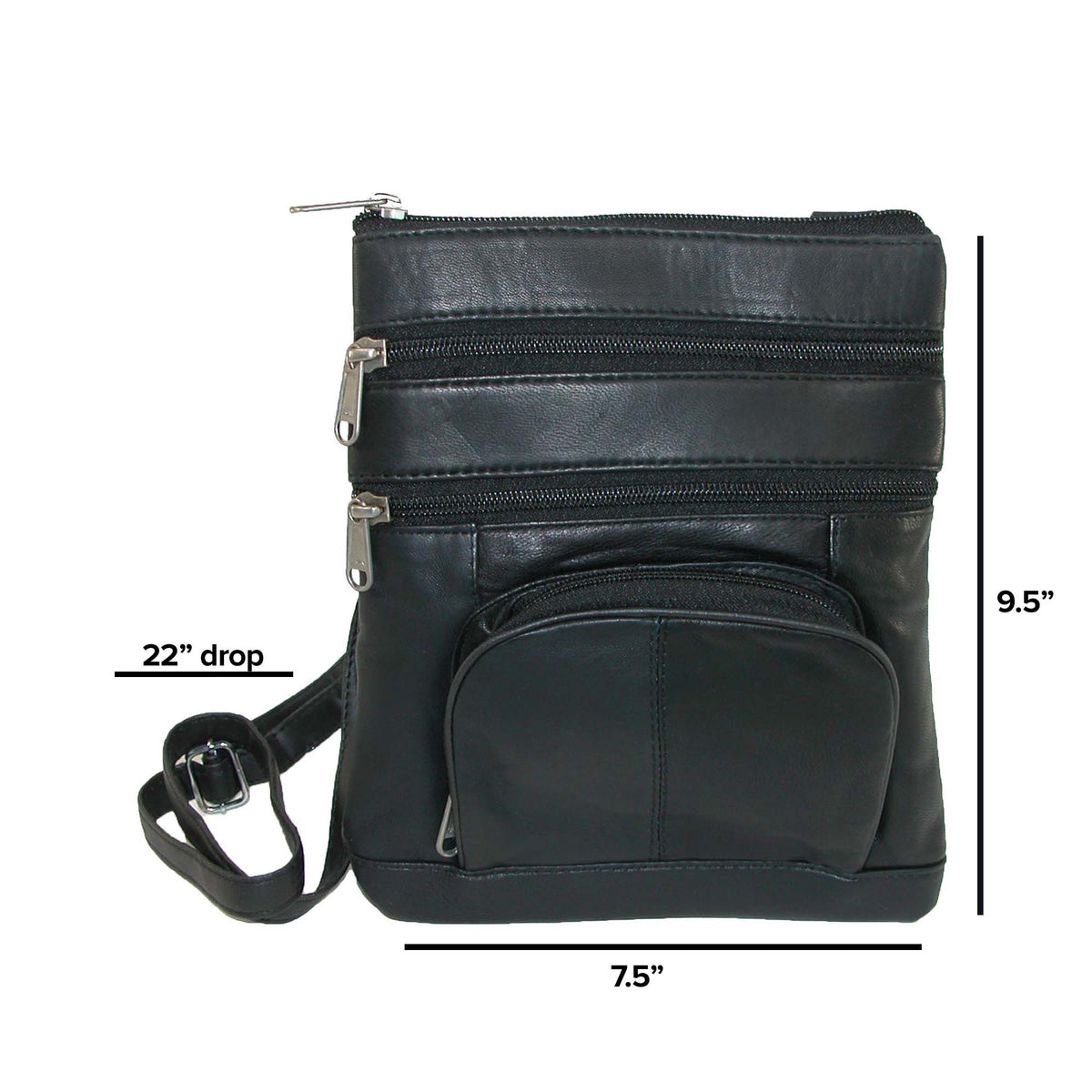 Leather Impressions Women's Multi Pocket Organizer Crossbody Handbag - Black