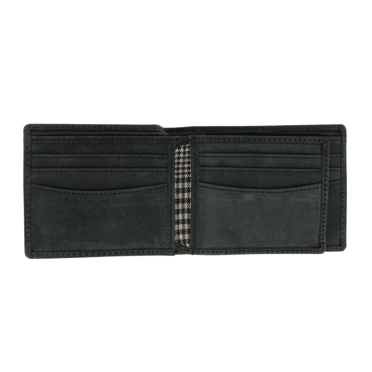 American Bison Men's Leather Horse Embossed Bifold Wallet - Black