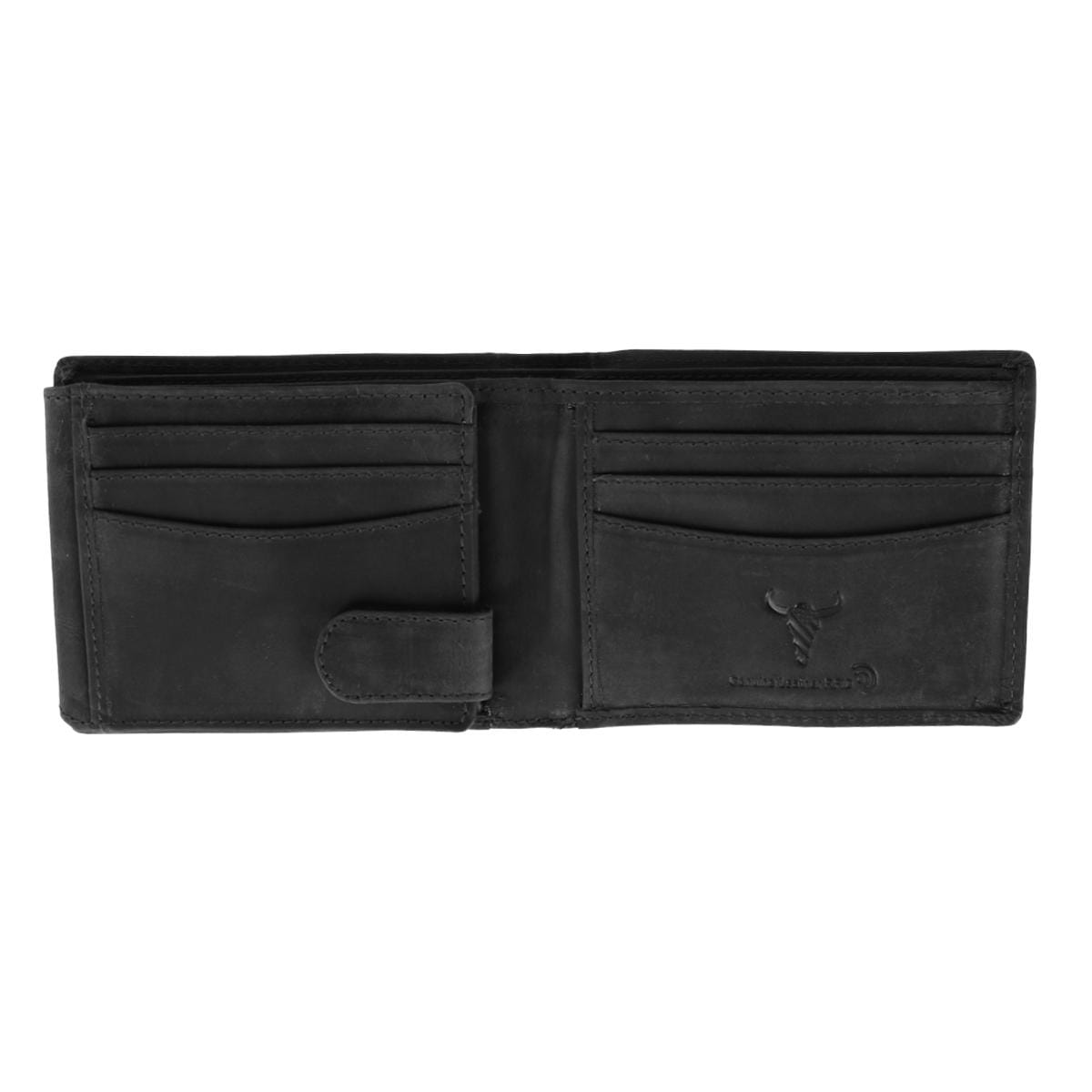American Bison Men's Leather Eagle Embossed Bifold Wallet - Black