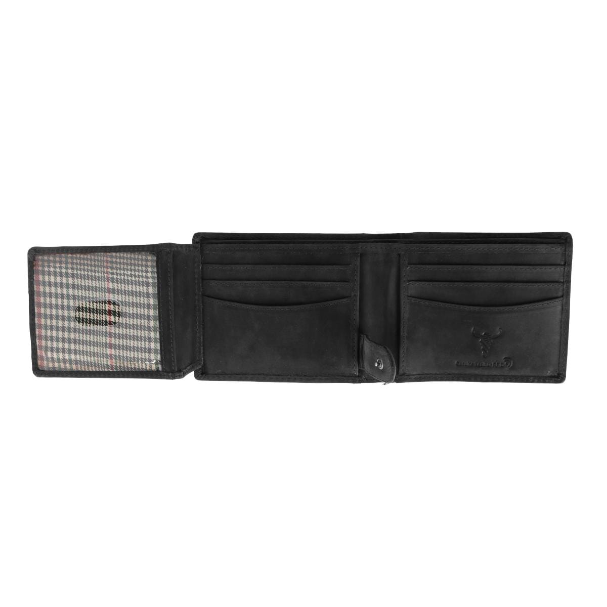 American Bison Men's Leather Eagle Embossed Bifold Wallet - Black