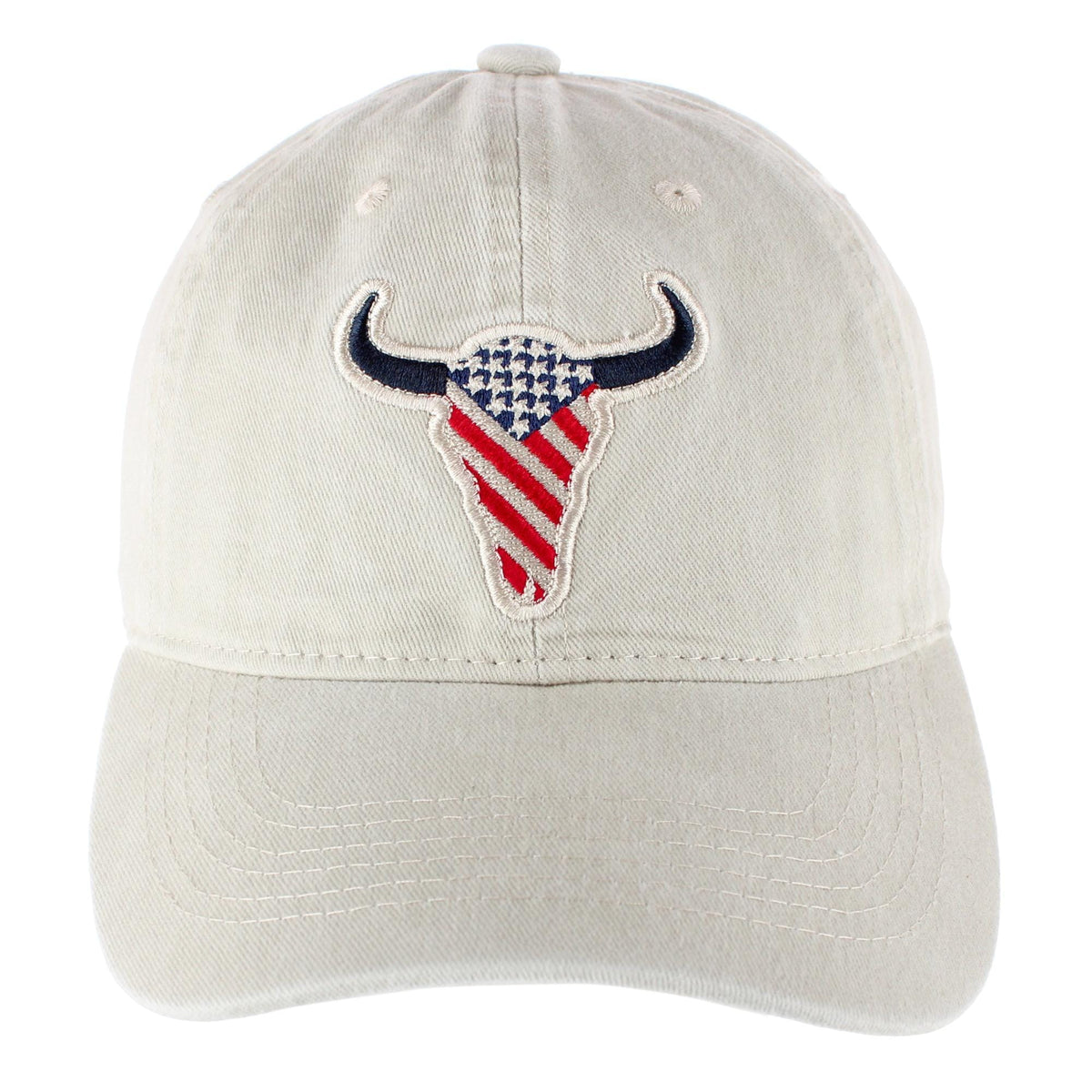 CTM® Men's American Bison Patriotic Flag Baseball Cap - Camel