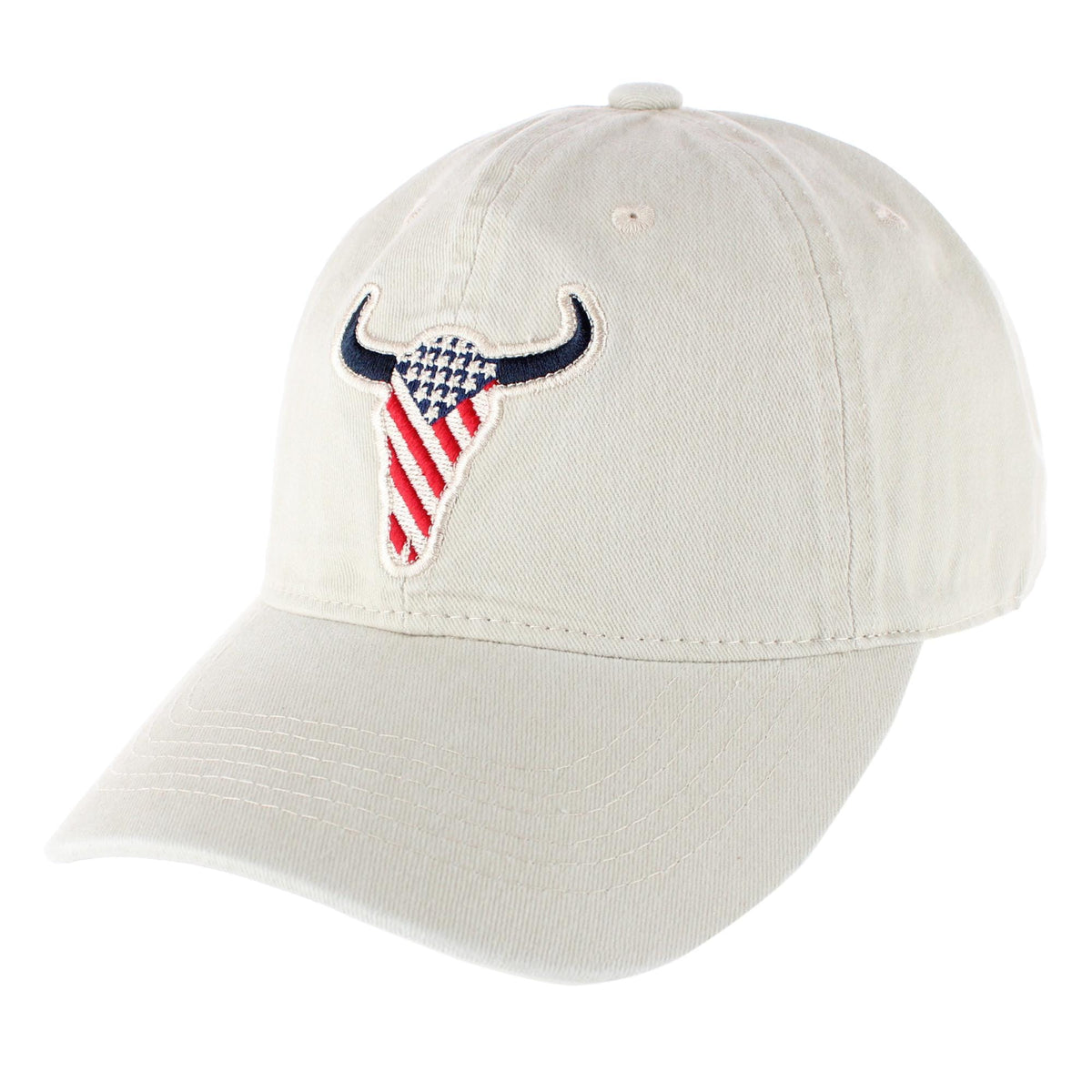 CTM® Men's American Bison Patriotic Flag Baseball Cap - Camel