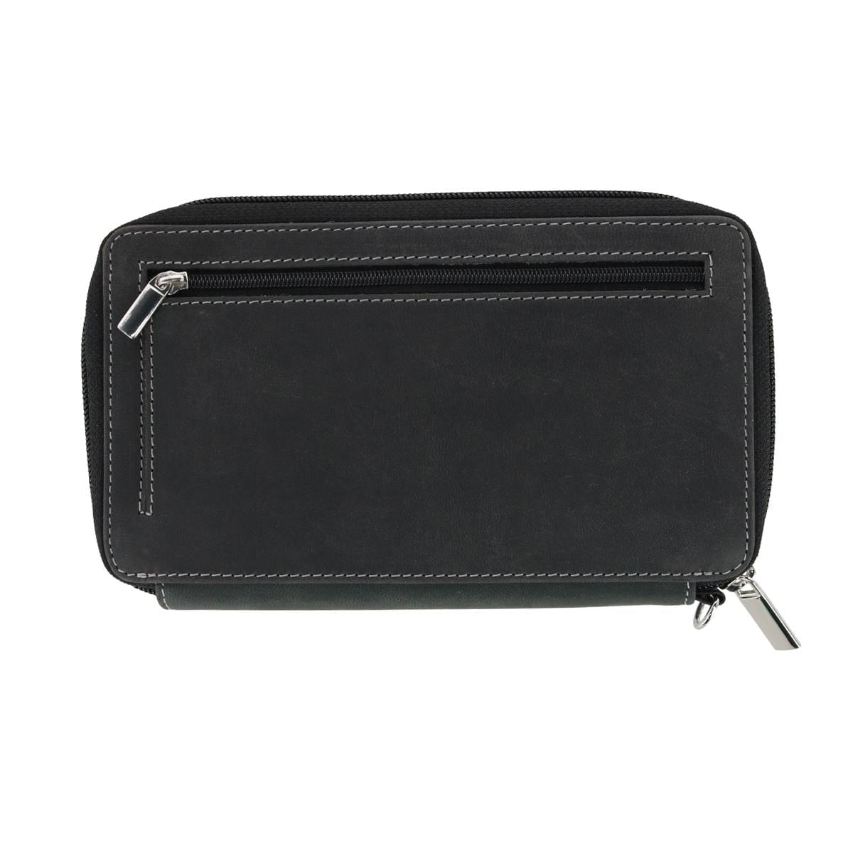 CTM® Women's Embossed Floral Tooled Leather Wristlet - Black
