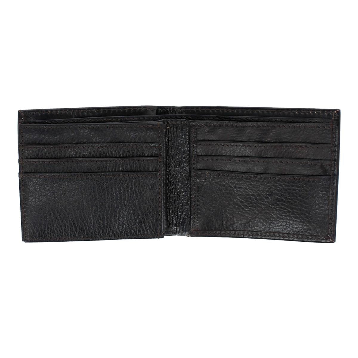 American Bison Men's Hand Tooled Leather Bifold Wallet - Brown
