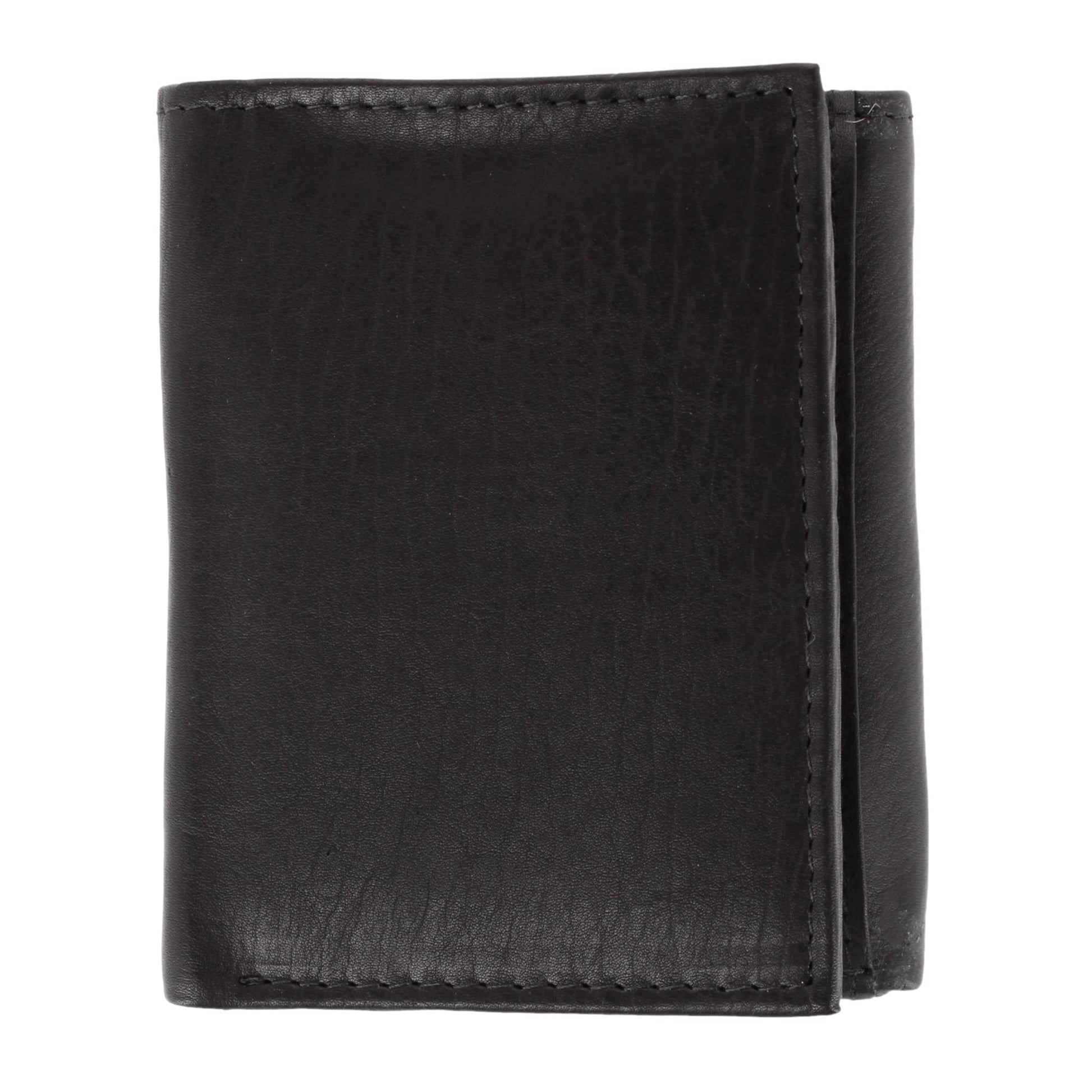 Bacci Men's Leather Trifold Wallet with Exterior ID Window - Black