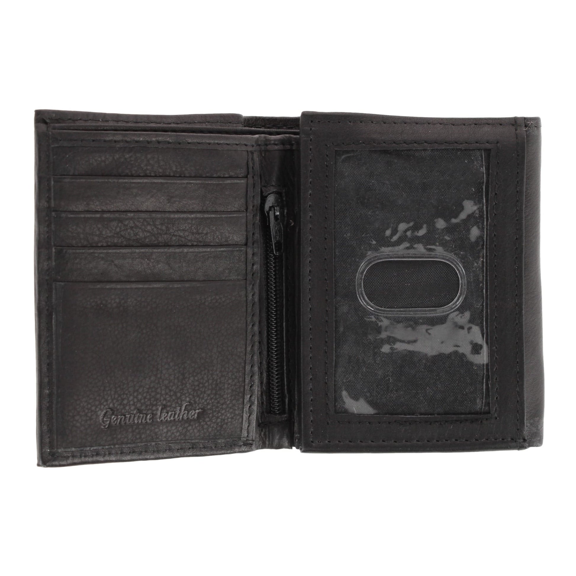 Bacci Men's Leather Trifold Wallet with Exterior ID Window - Black