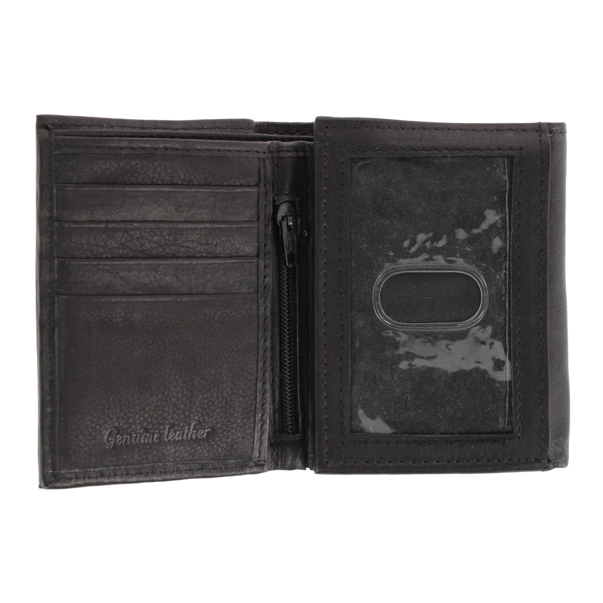 Bacci Men's Leather Trifold Wallet with Exterior ID Window - Black