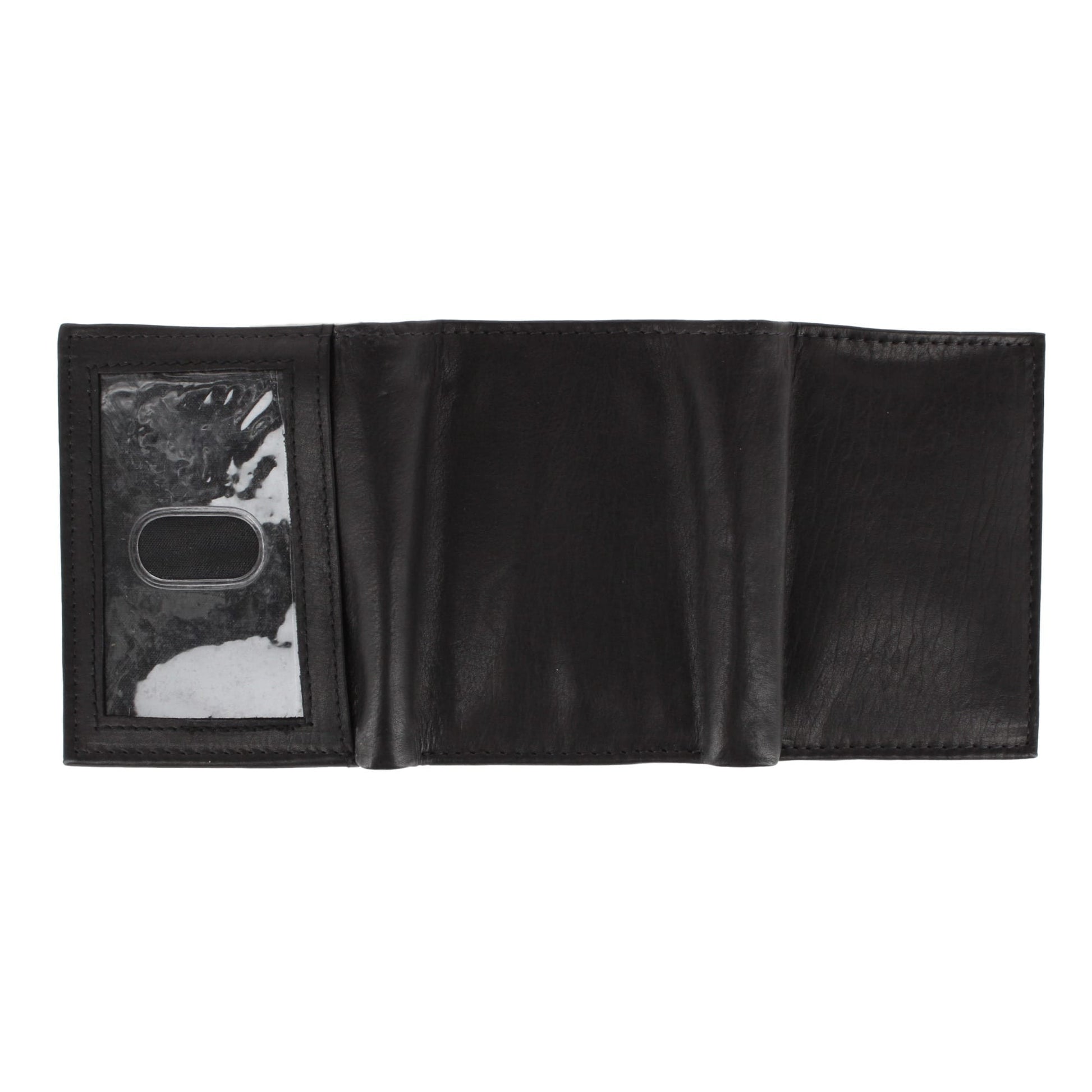 Bacci Men's Leather Trifold Wallet with Exterior ID Window - Black