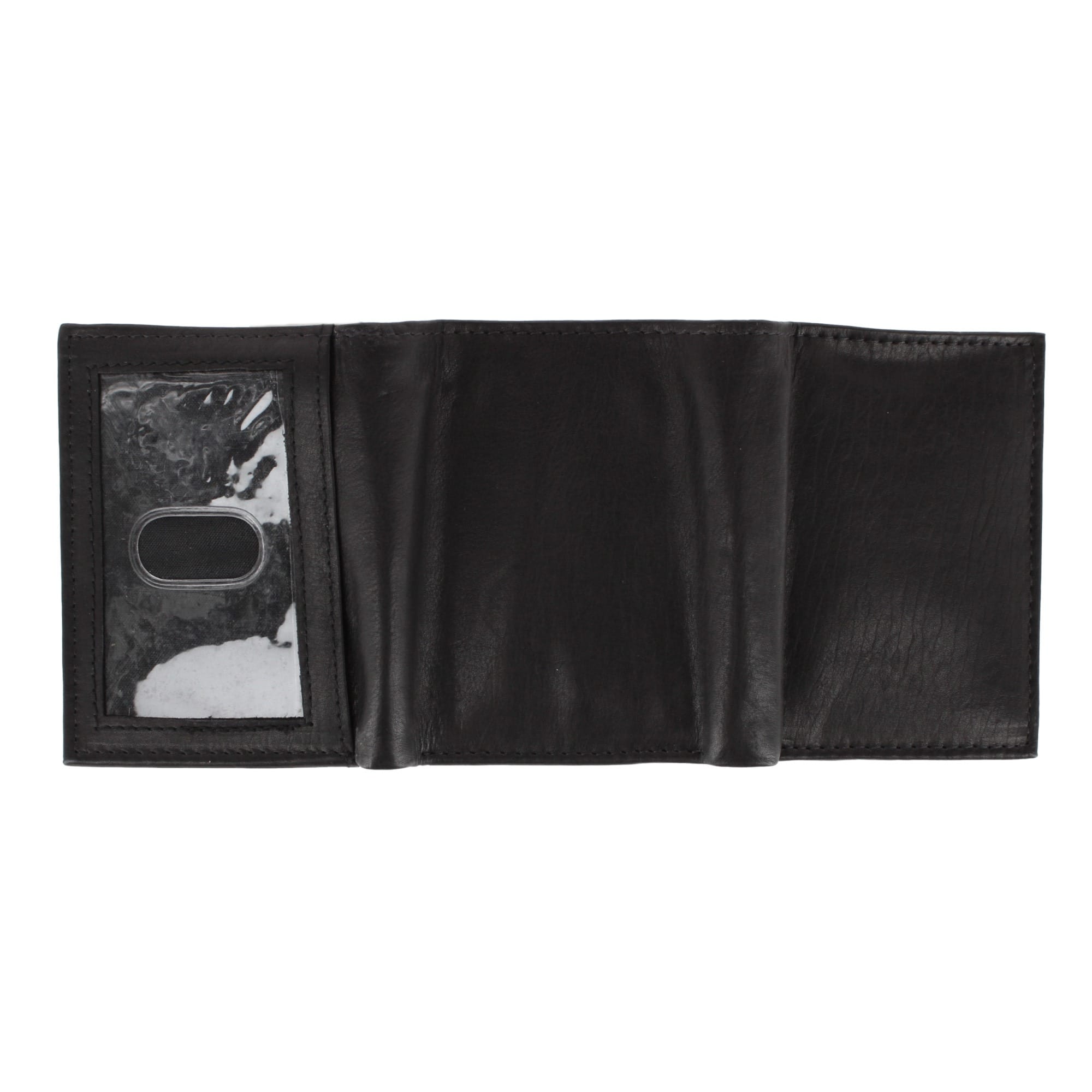 Bacci Men's Leather Trifold Wallet with Exterior ID Window - Black