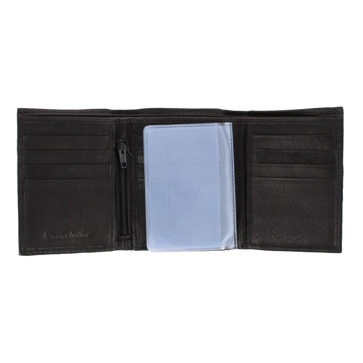 Bacci Men's Leather Trifold Wallet with Exterior ID Window - Black