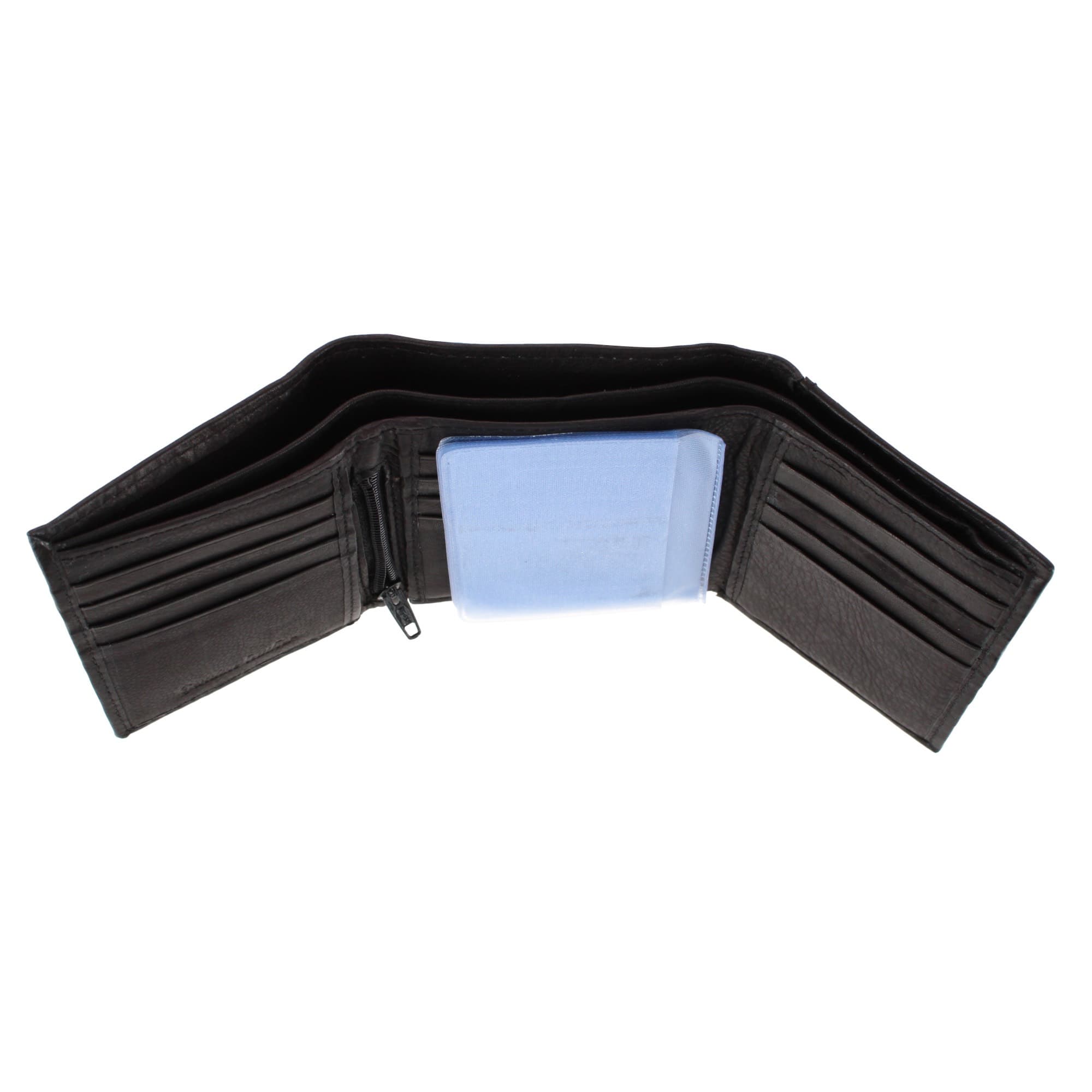 Bacci Men's Leather Trifold Wallet with Exterior ID Window - Black