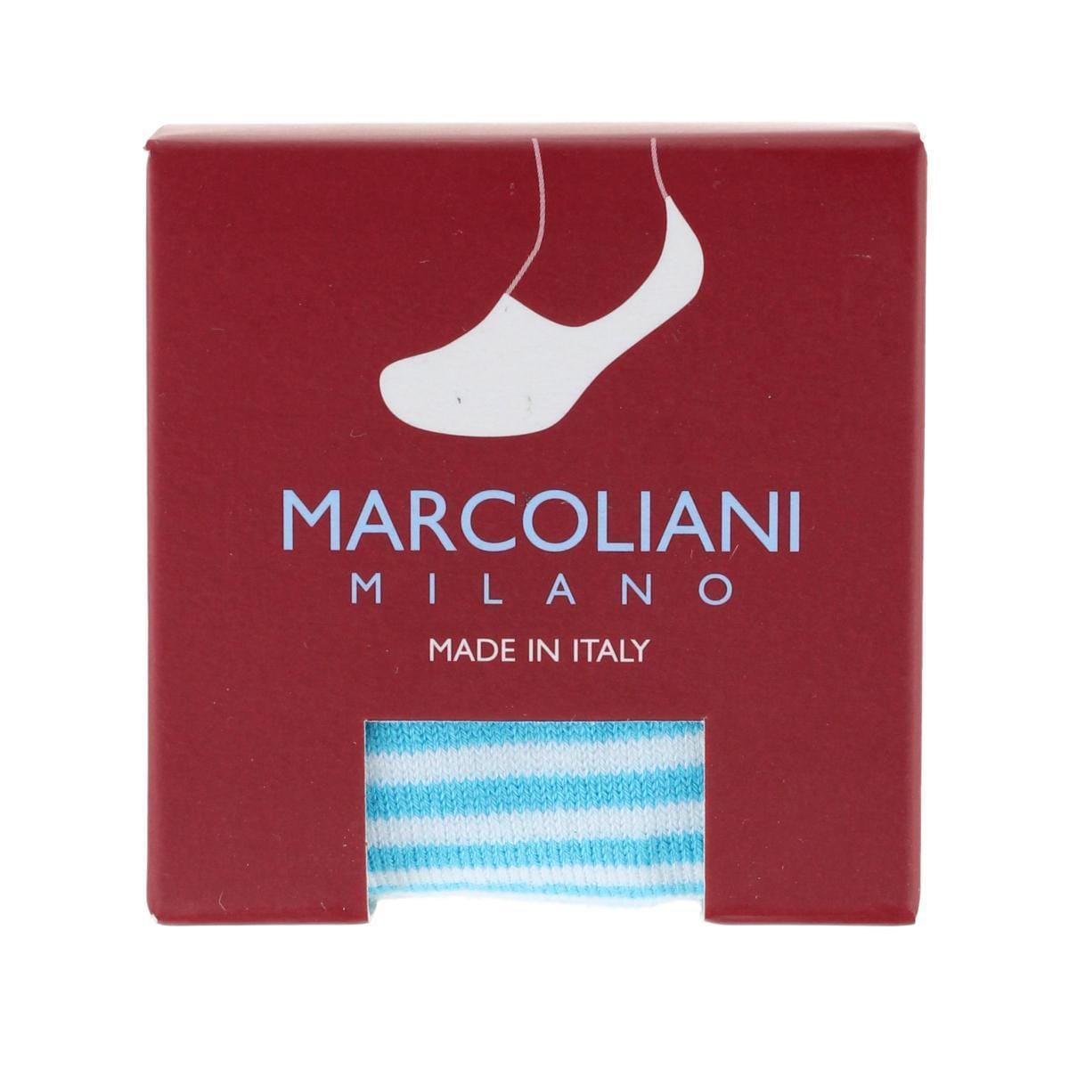Marcoliani Men's Stripe Invisible Touch Liner Sock - Light Blue