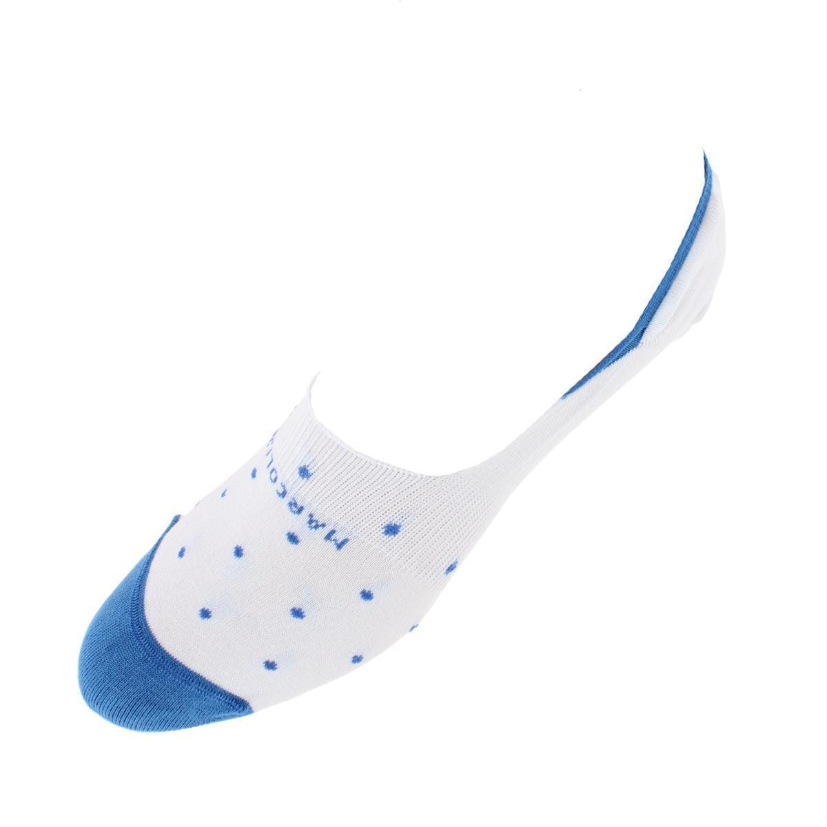 Marcoliani Men's Polka Dot Invisible Touch Liner Sock - White and Blue