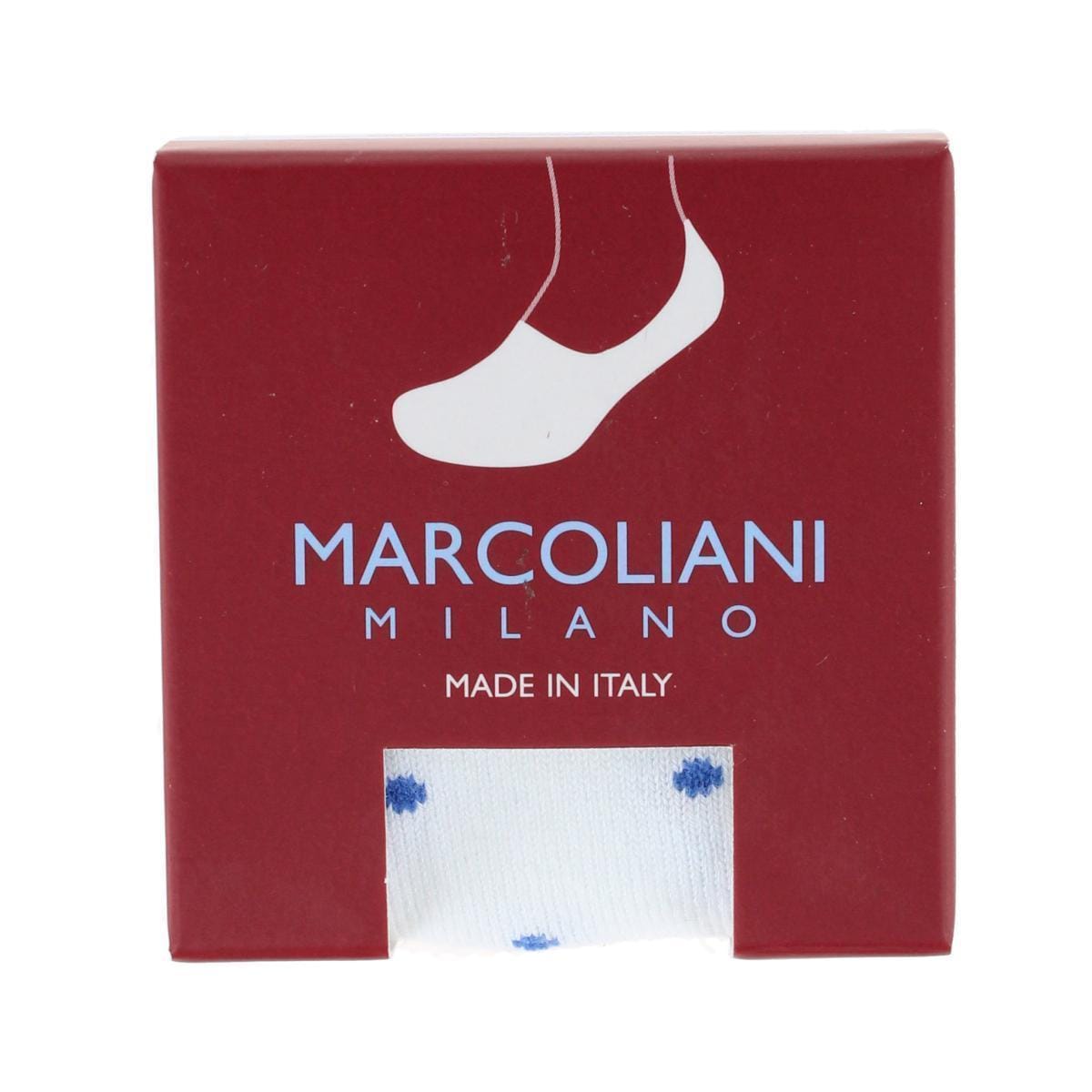Marcoliani Men's Polka Dot Invisible Touch Liner Sock - White and Blue