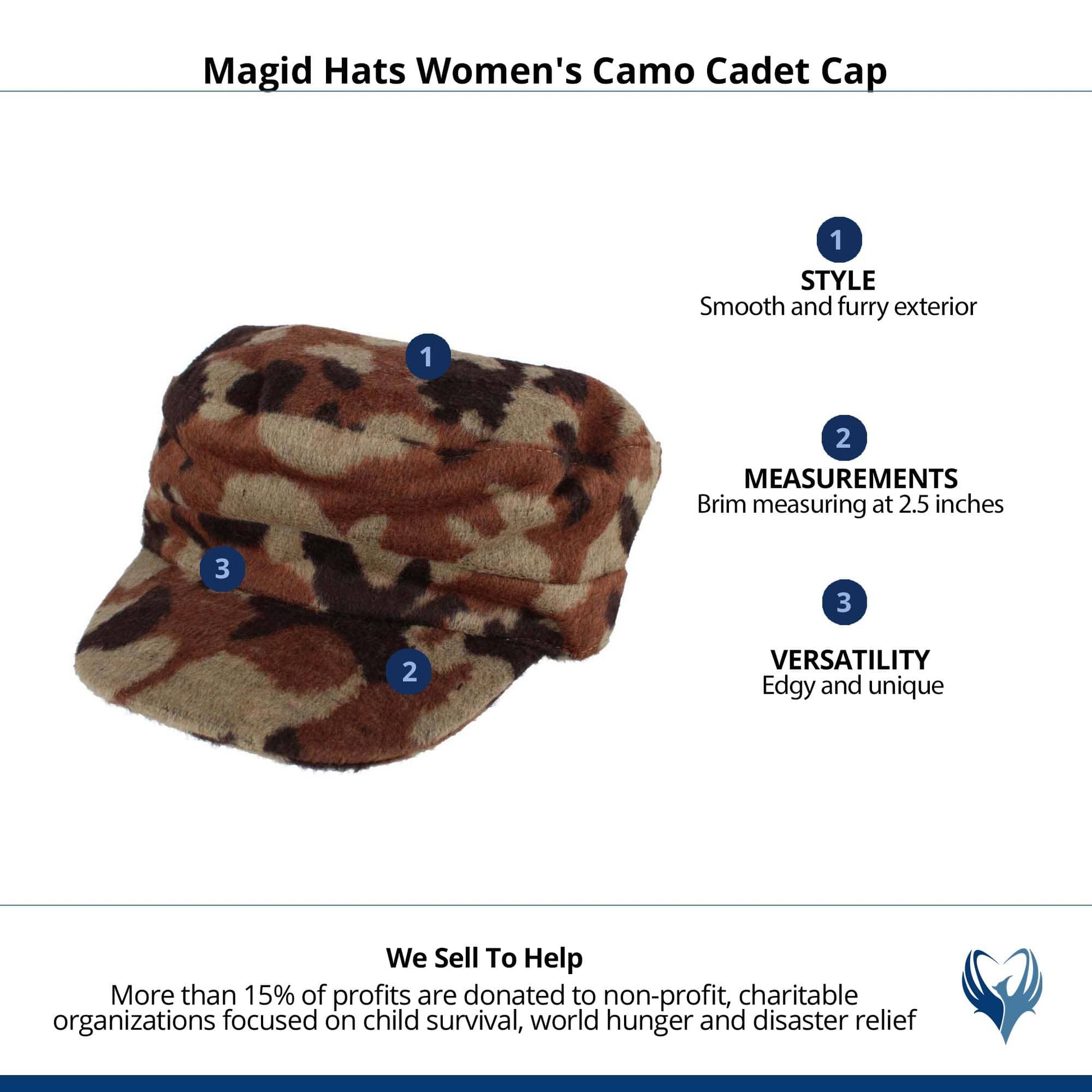 Magid Hats Women's Camo Cadet Cap - Camel
