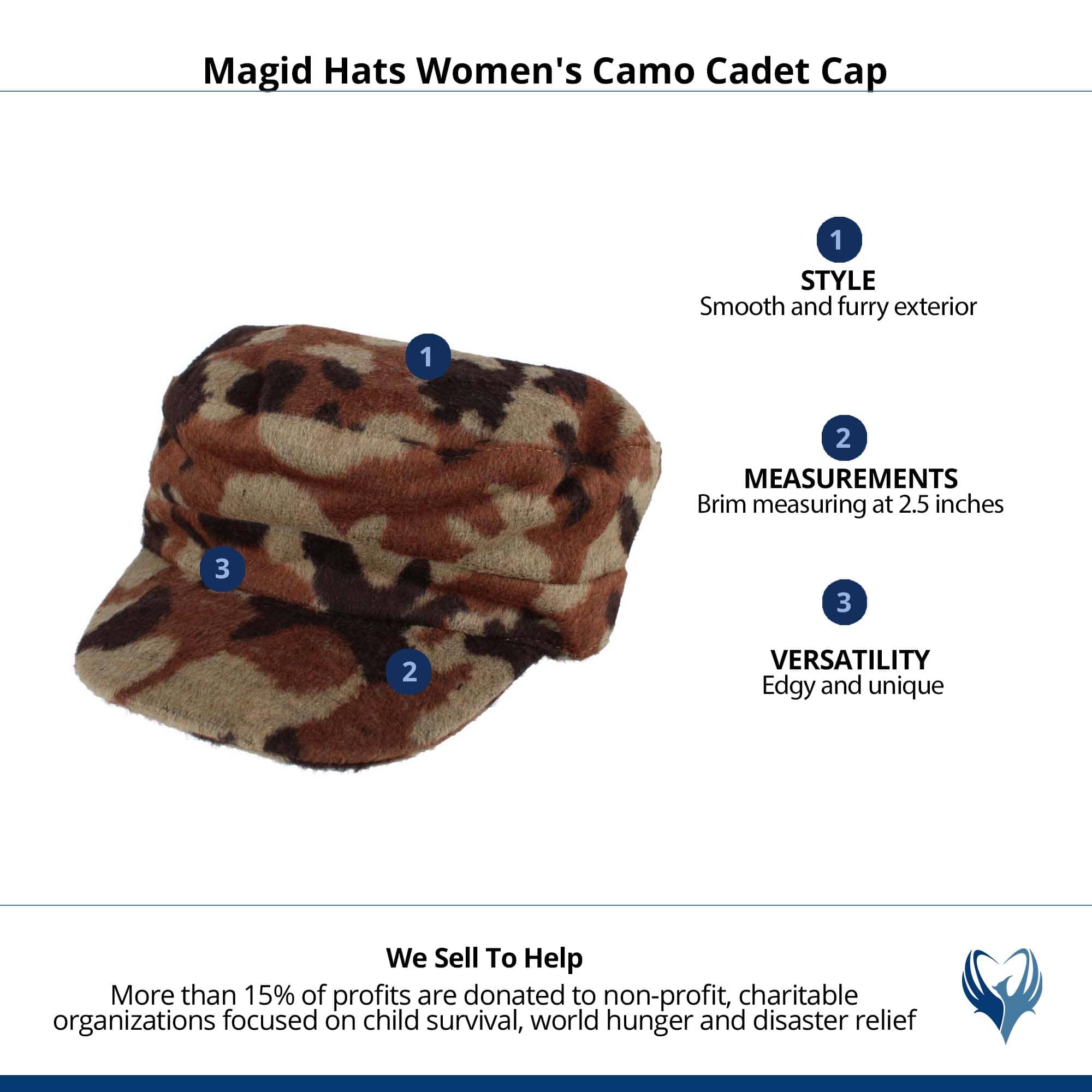 Magid Hats Women's Camo Cadet Cap - Camel
