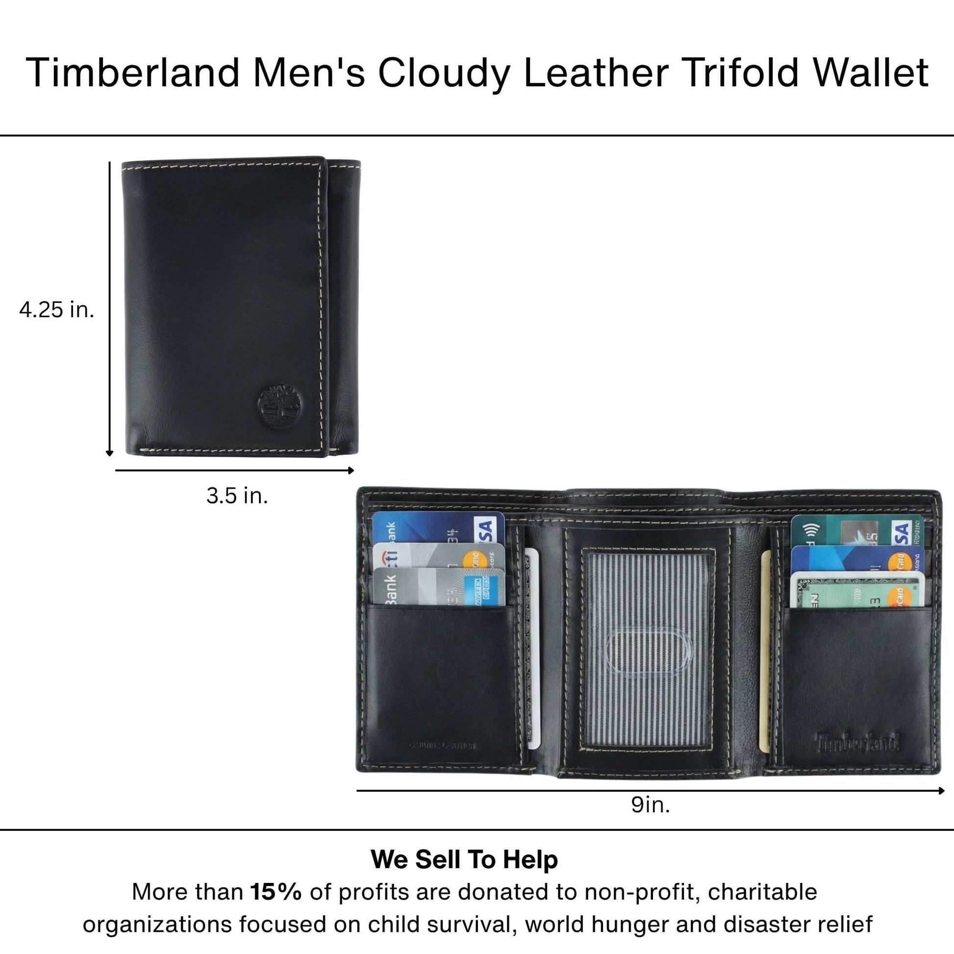 Timberland Men's Cloudy Leather Trifold Wallet - Brown