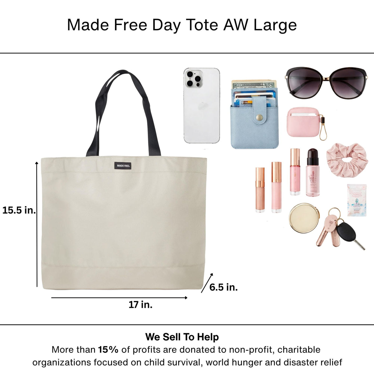 Made Free Day Tote AW Large - Sand
