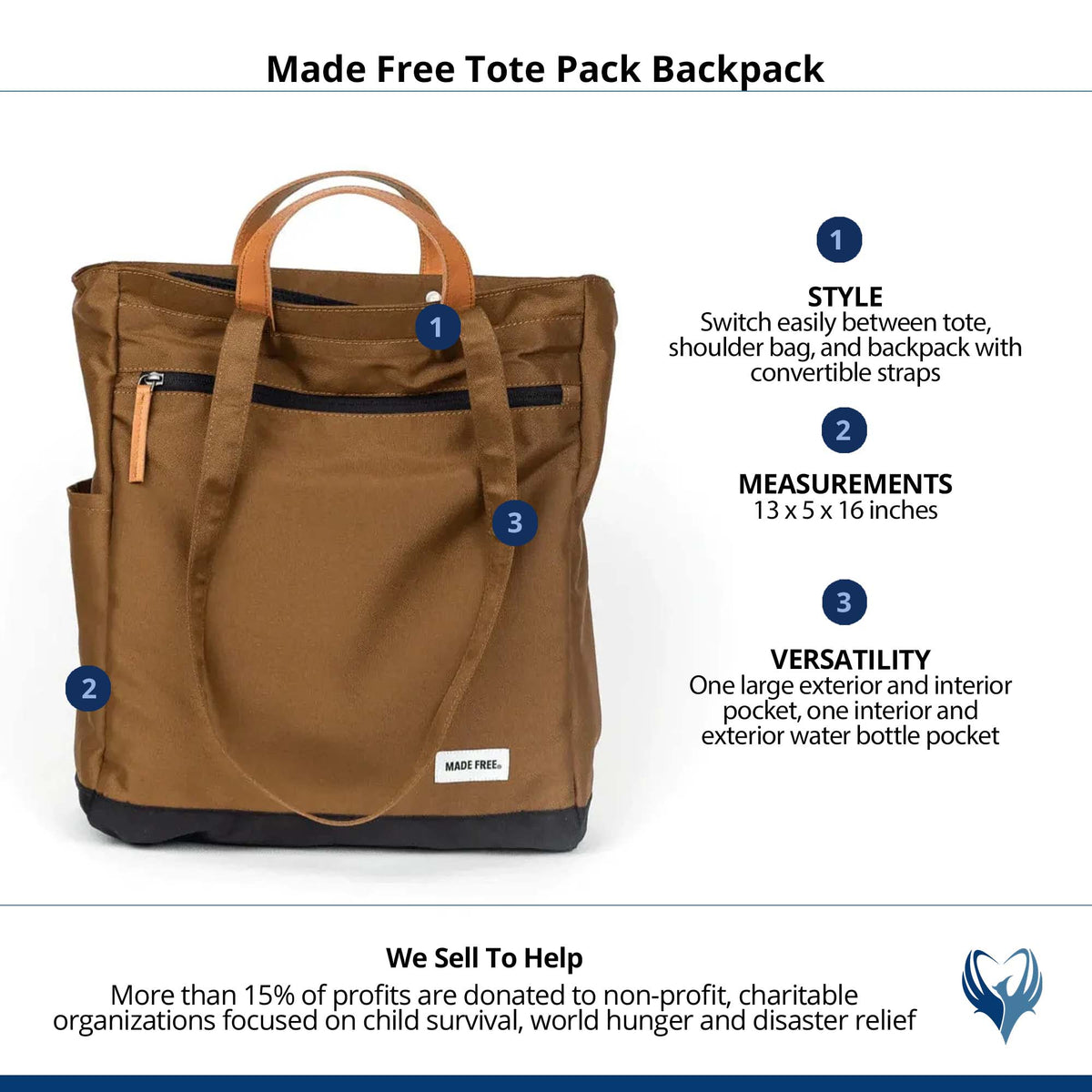 Made Free Tote Pack Backpack - Taupe