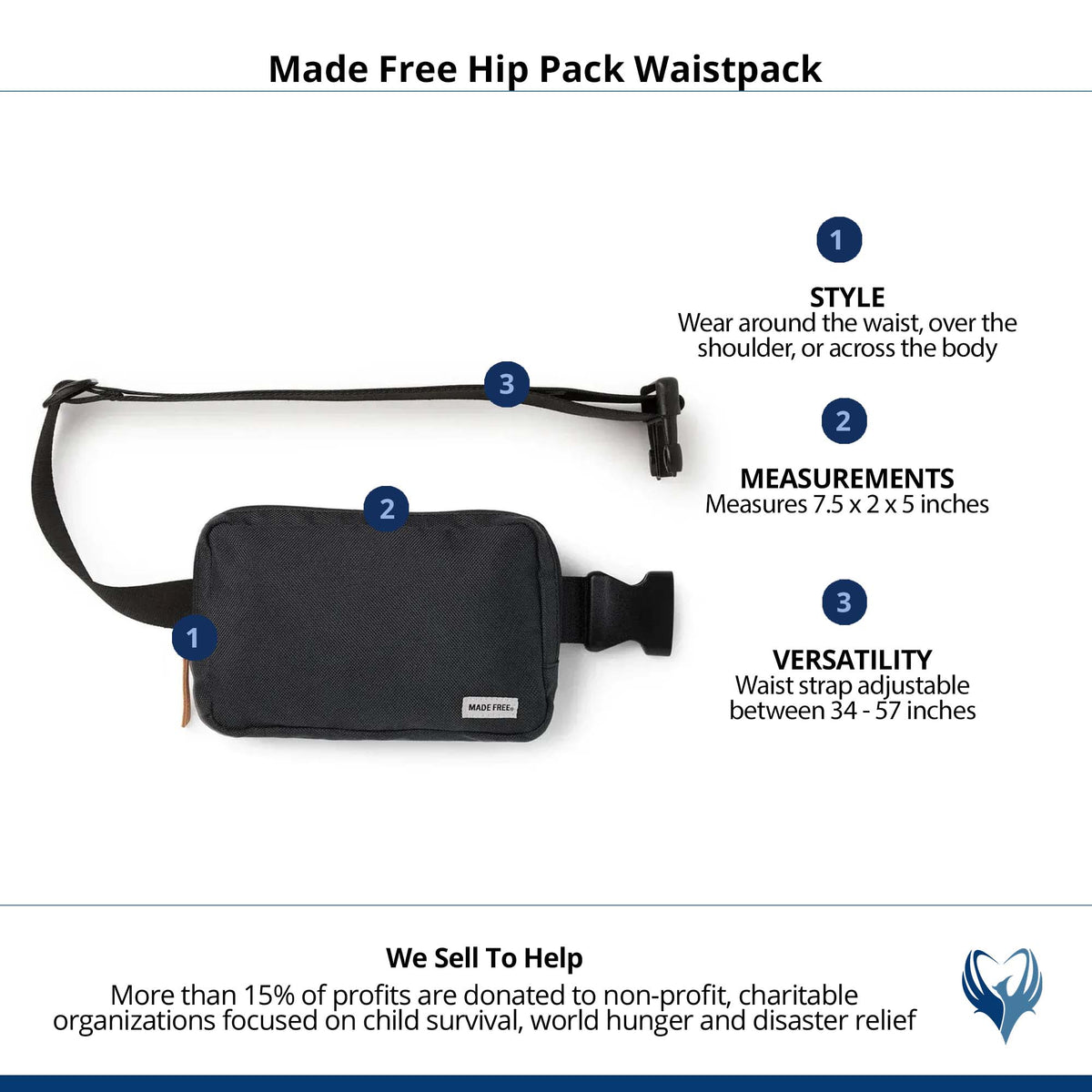 Made Free Hip Pack Waistpack - Charcoal