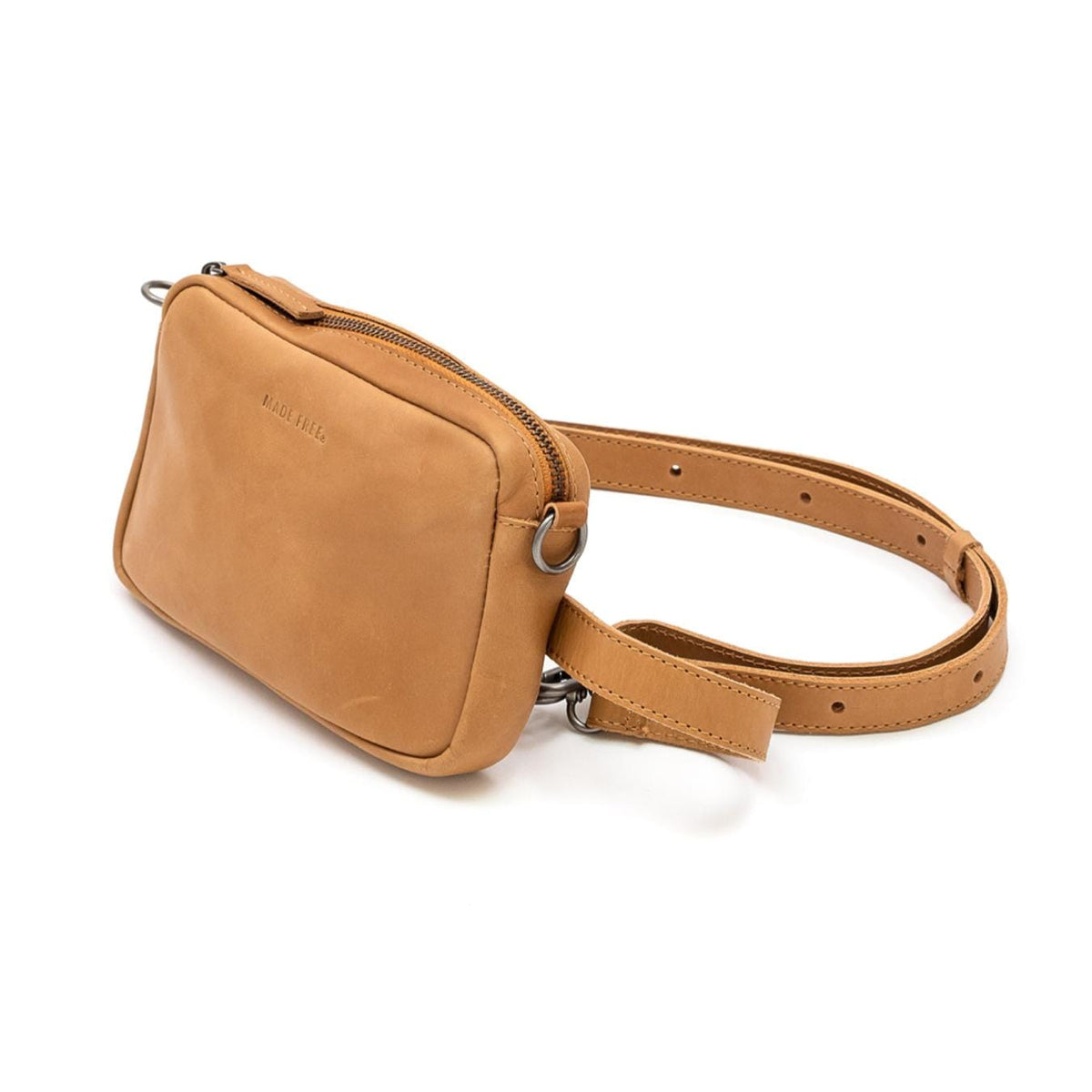 Made Free Leather Convertible Waistpack Handbag - Camel