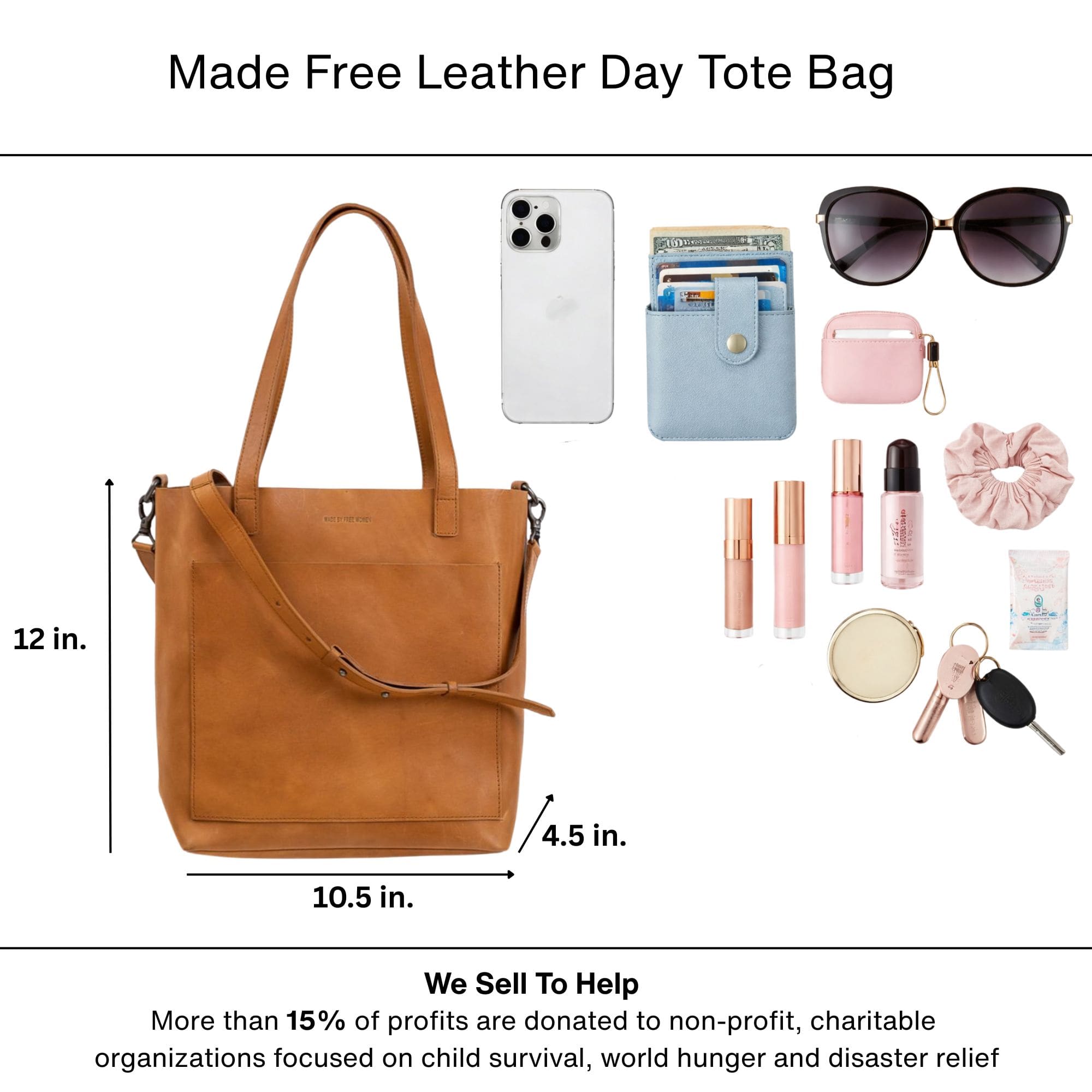Made Free Leather Day Tote Bag - Camel