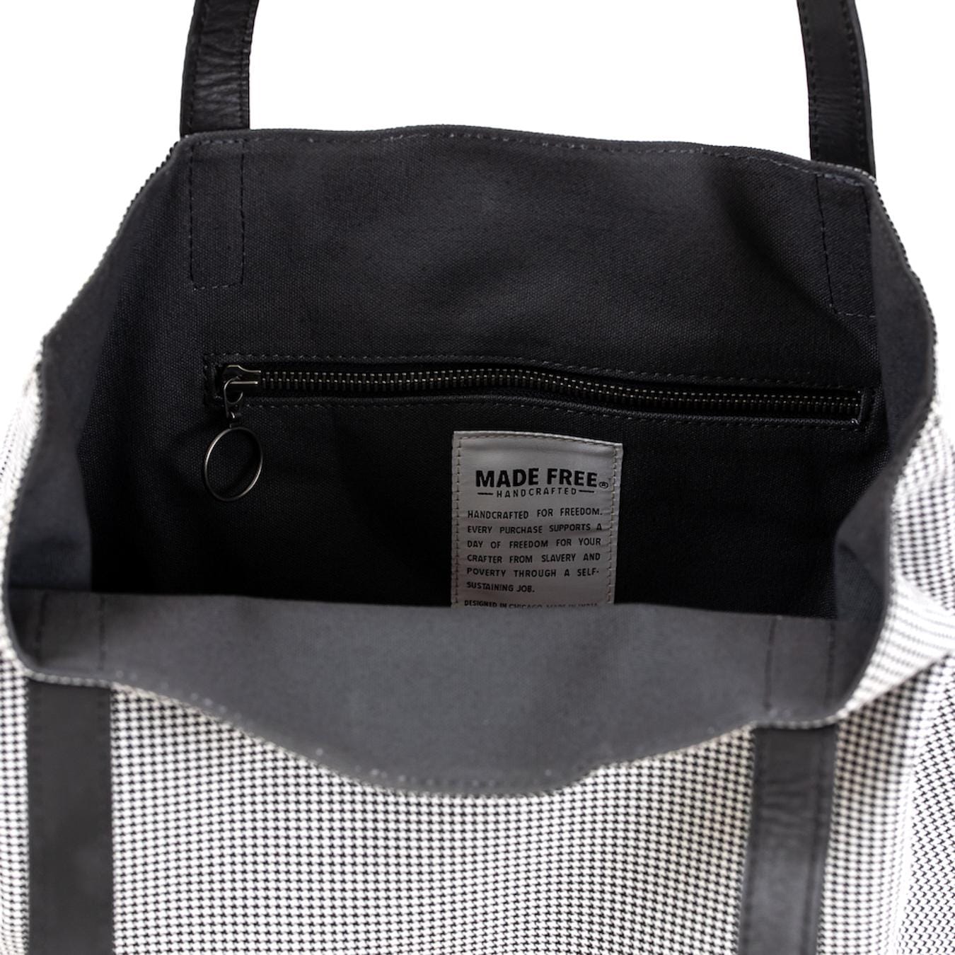 Made Free Houndstooth Print Day Tote - Black