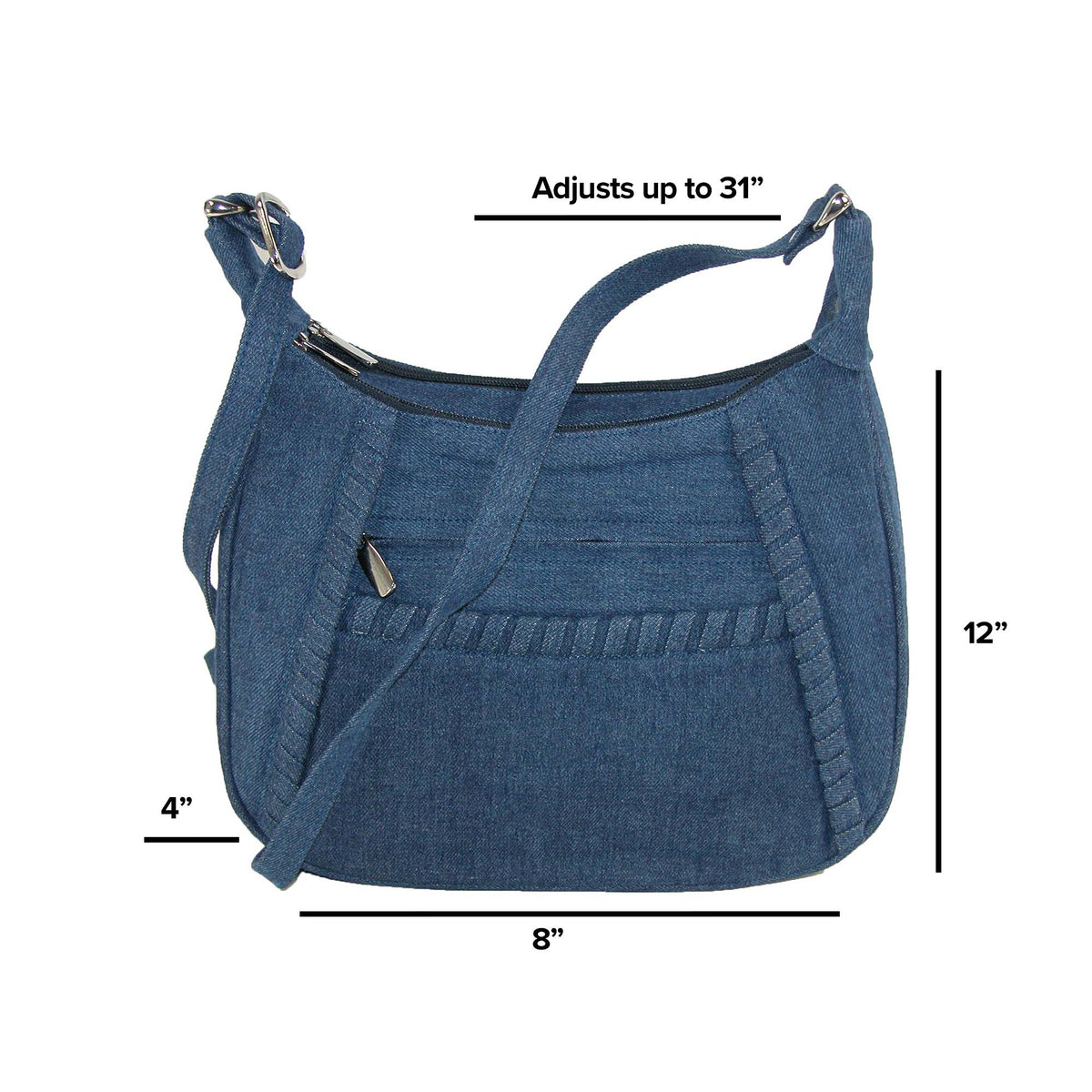 Magnifique Denim Style Shoulder Handbag with Adjustable Strap - Denim