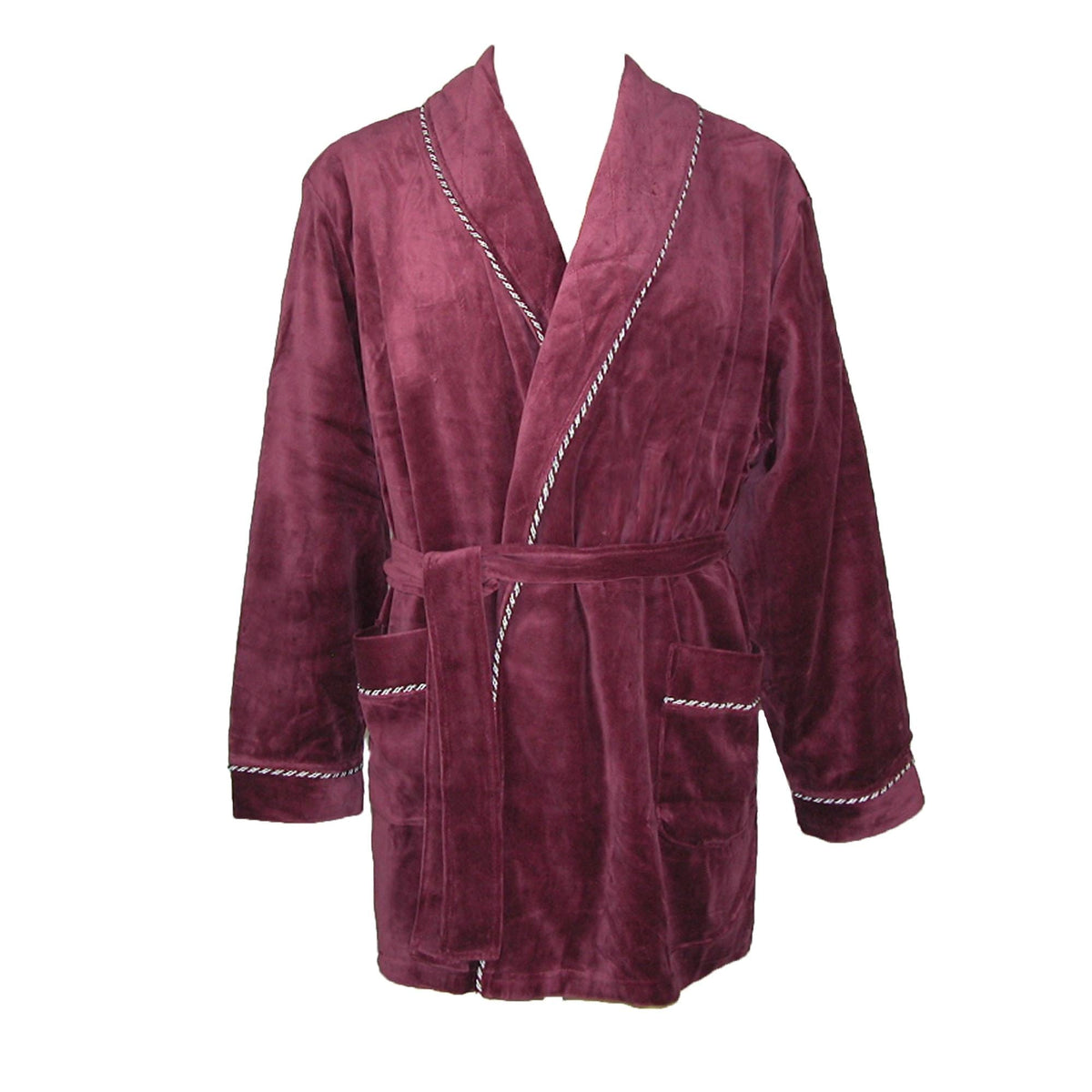 Majestic International Men's Satin Lined Smoking Jacket - Merlot