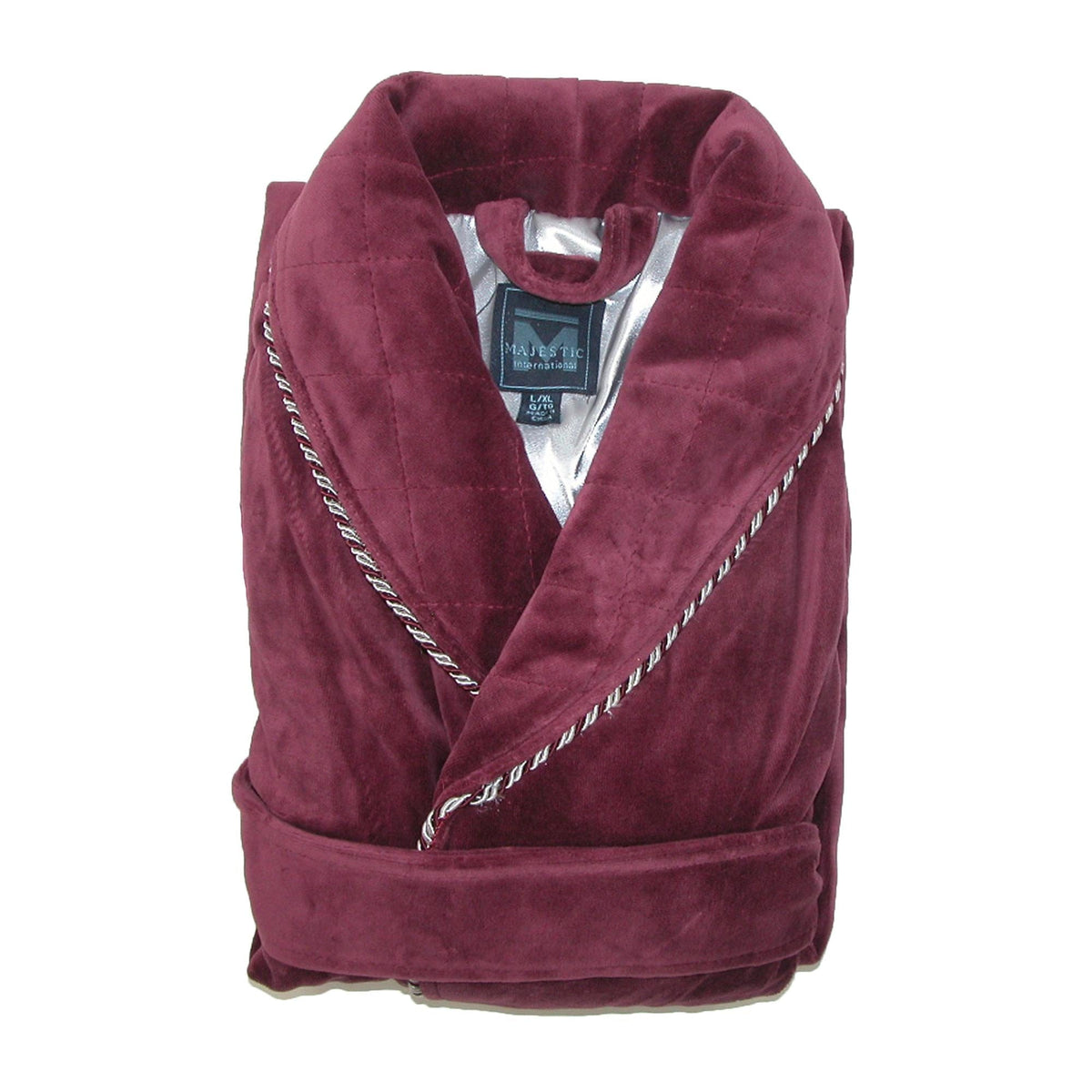 Majestic International Men's Satin Lined Smoking Jacket - Merlot