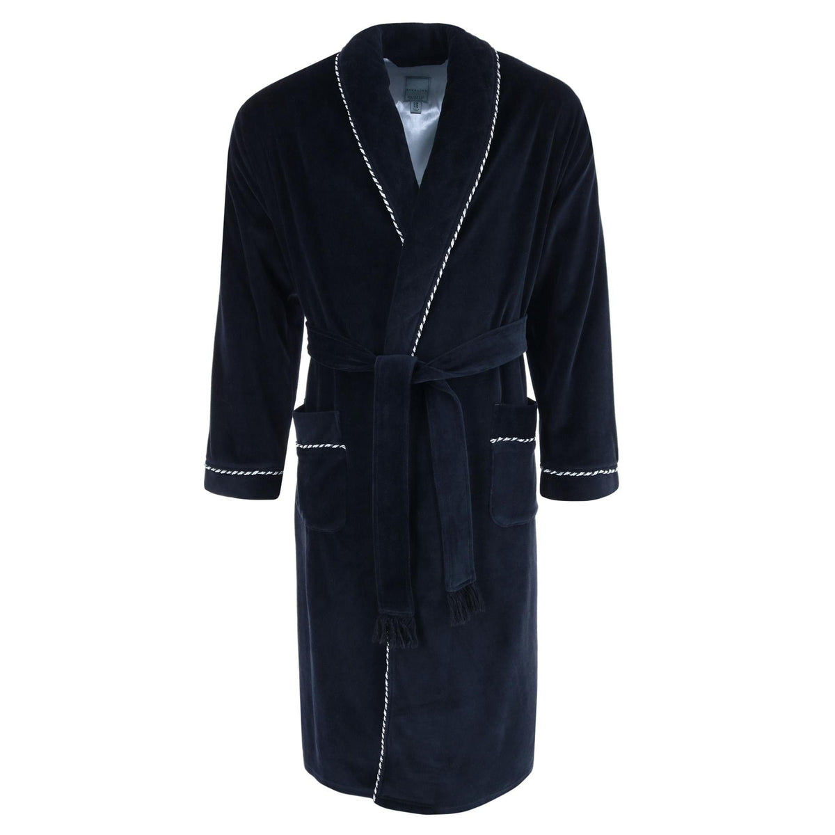 Majestic International Men's Velour Smoking Jacket Robe - Black