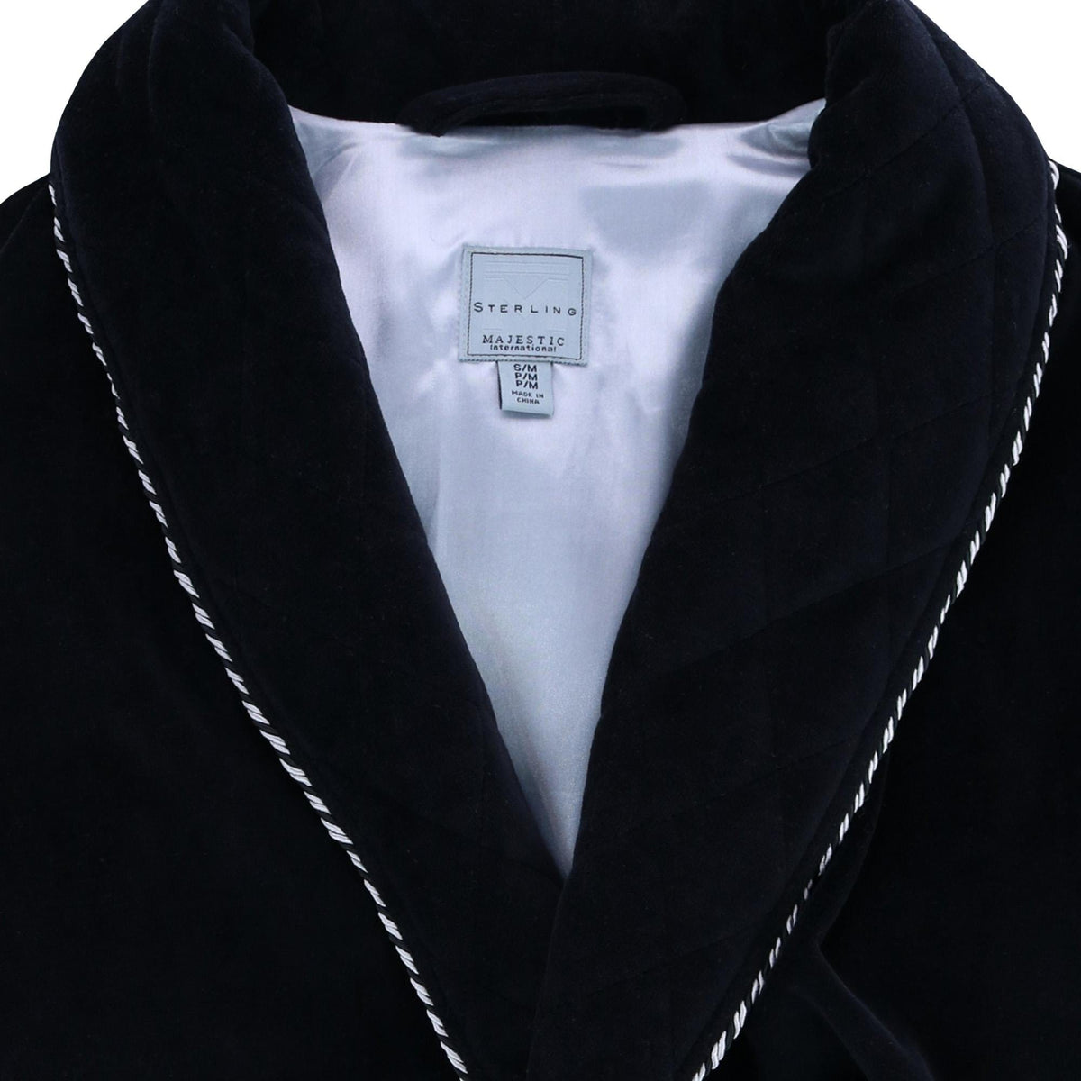 Majestic International Men's Velour Smoking Jacket Robe - Black
