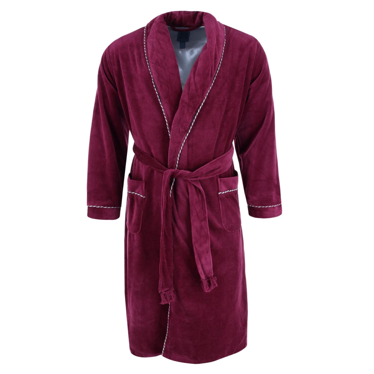 Majestic International Men's Velour Smoking Jacket Robe - Merlot