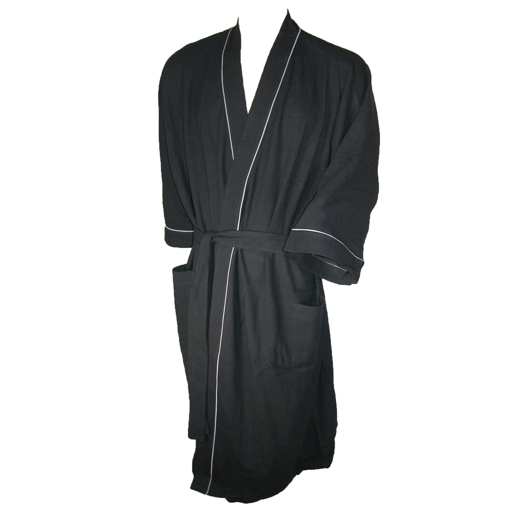 Majestic International Men's Big & Tall Cotton Waffle Knit Kimono Robe - Men's Big & Tall Cotton Waffle Knit Kimono Robe