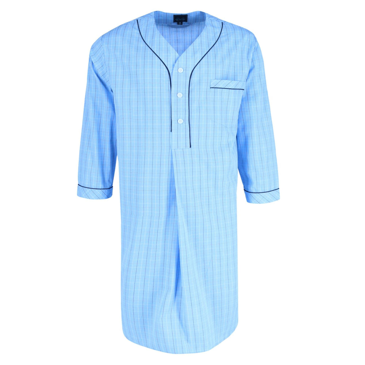 Majestic International Men's Basic Cotton Plaid Nightshirt - Men's Basic Cotton Plaid Nightshirt