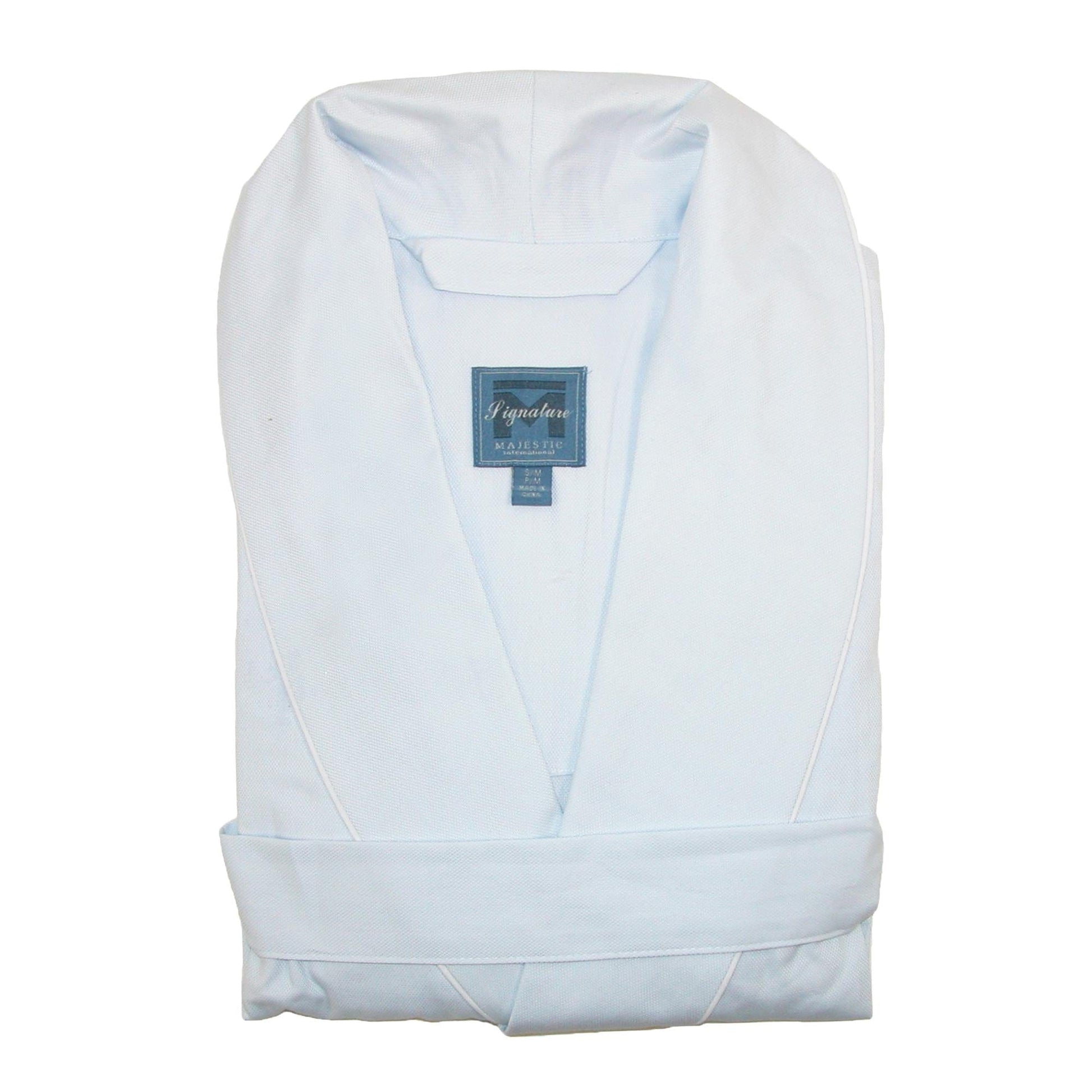 Majestic International Men's Cotton Birdseye Robe - Blue