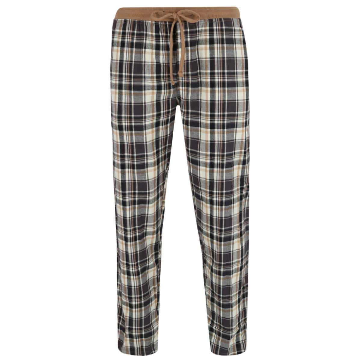 Majestic International Men's Short Sleeve and Flannel Pant Pajama Set - Tobacco