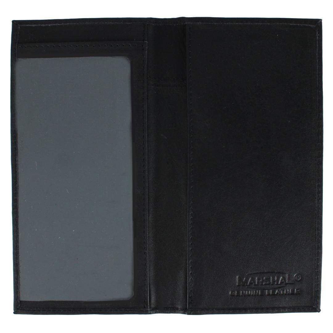 CTM® Classic Leather Checkbook Cover with Stitched Cross - Black