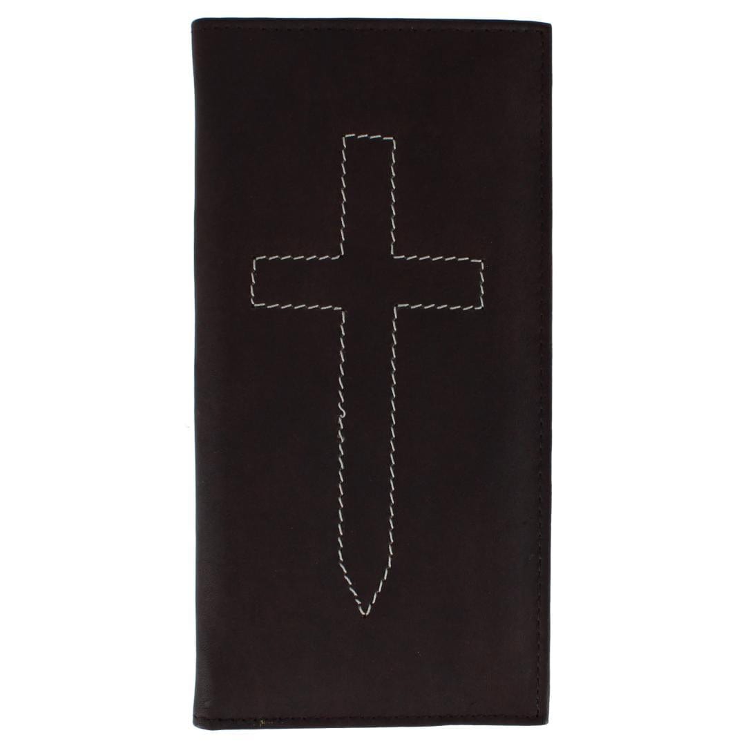 CTM® Classic Leather Checkbook Cover with Stitched Cross