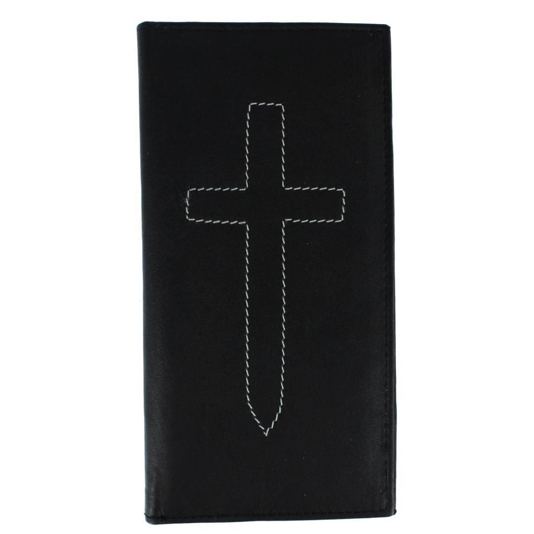 CTM® Classic Leather Checkbook Cover with Stitched Cross - Classic Leather Checkbook Cover with Stitched Cross
