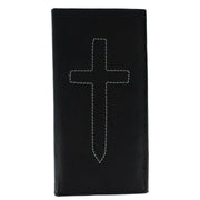 Classic Leather Checkbook Cover with Stitched Cross